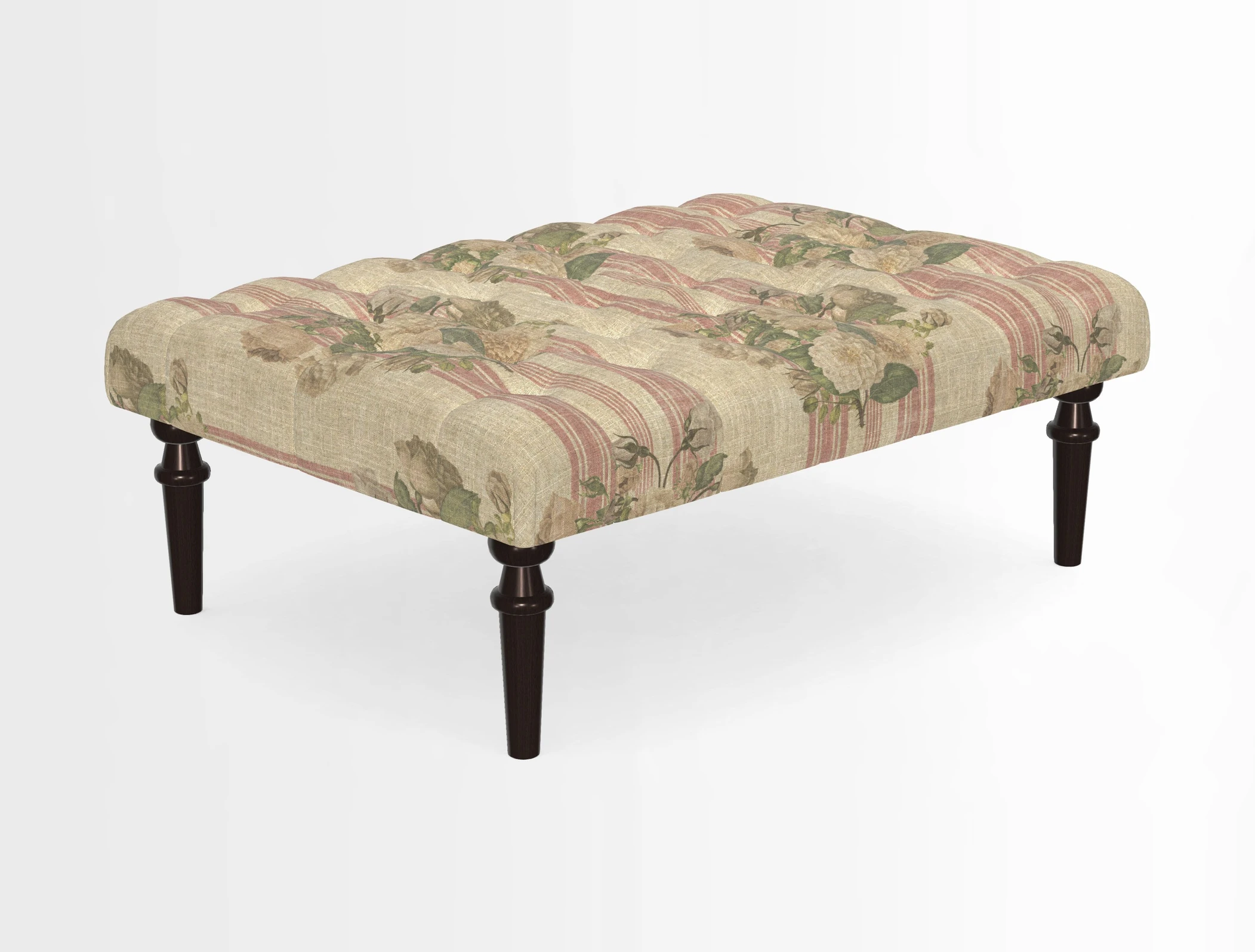 Pentlow Footstool in Mulberry Pompadour Floral Velvet Spice