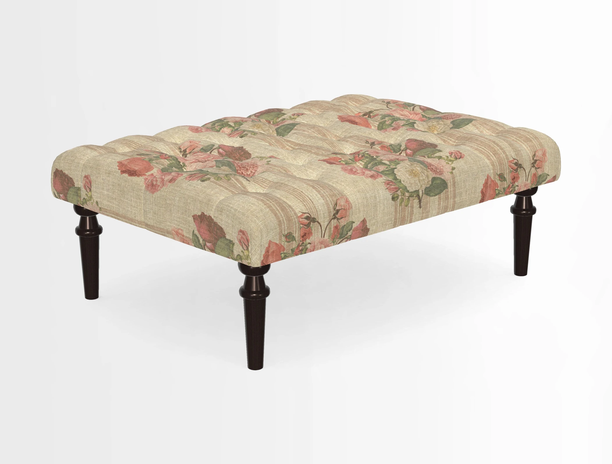 Pentlow Footstool in Mulberry Pompadour Floral Velvet Spice