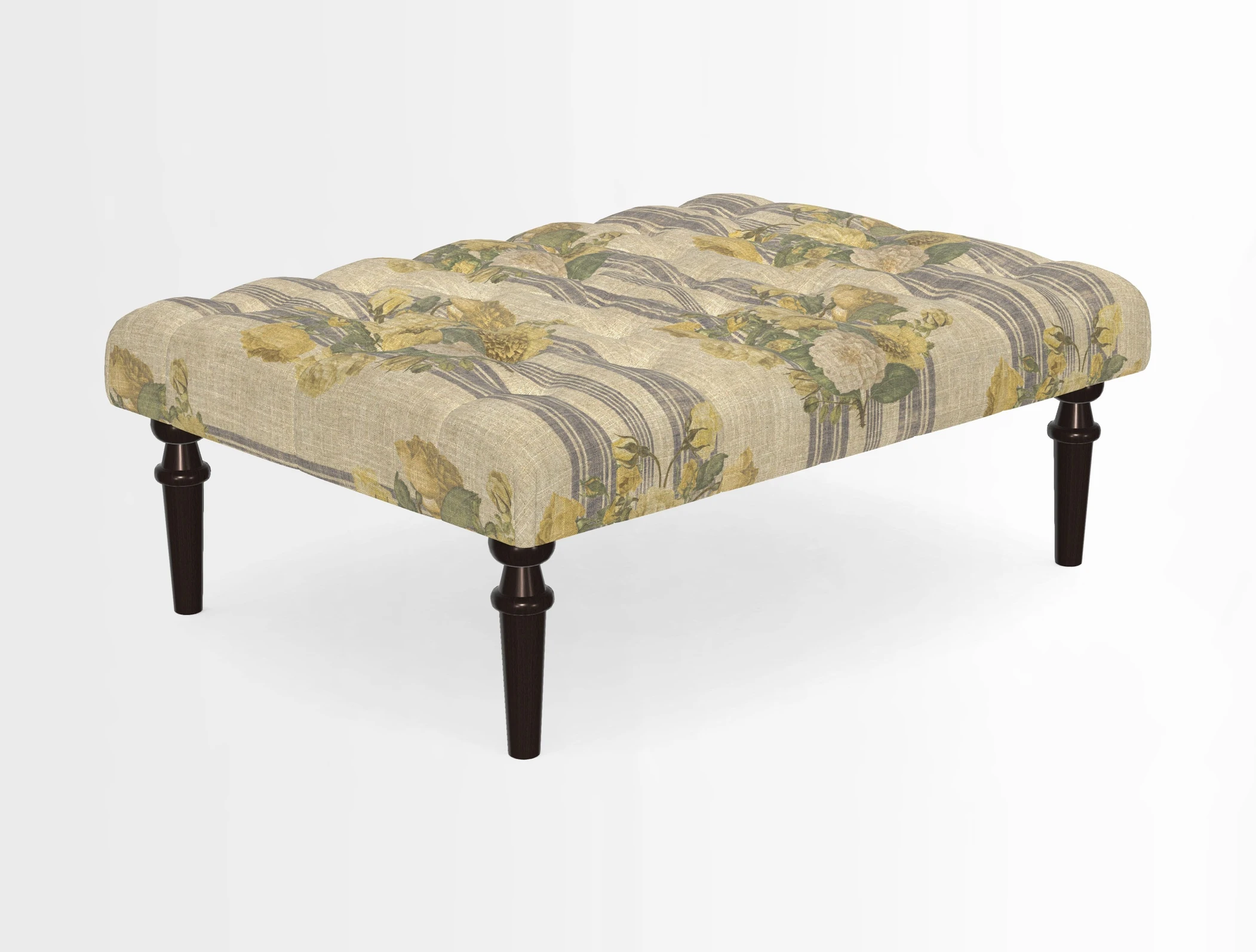 Pentlow Footstool in Mulberry Pompadour Floral Velvet Spice