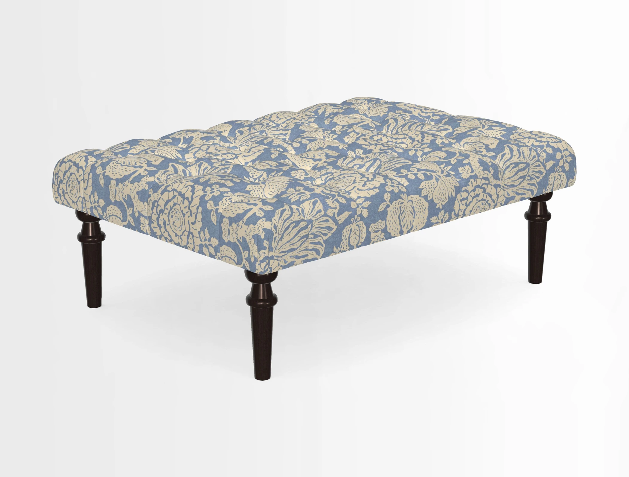 Pentlow Footstool in Mulberry Pompadour Floral Velvet Spice