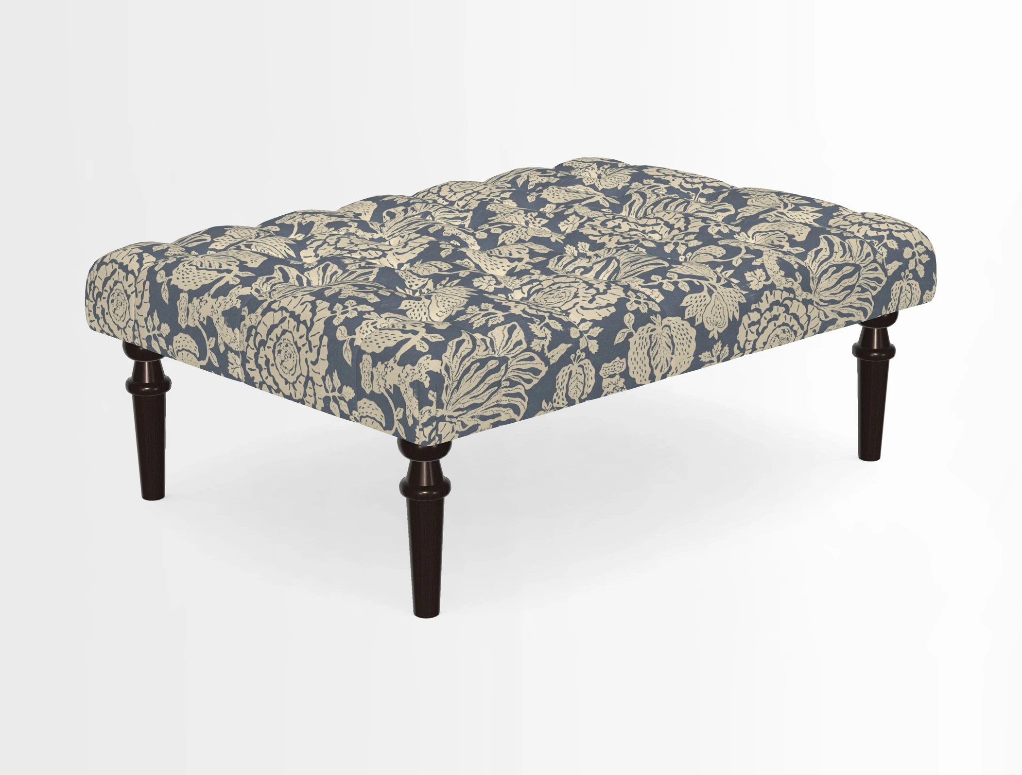 Pentlow Footstool in Mulberry Pompadour Floral Velvet Spice