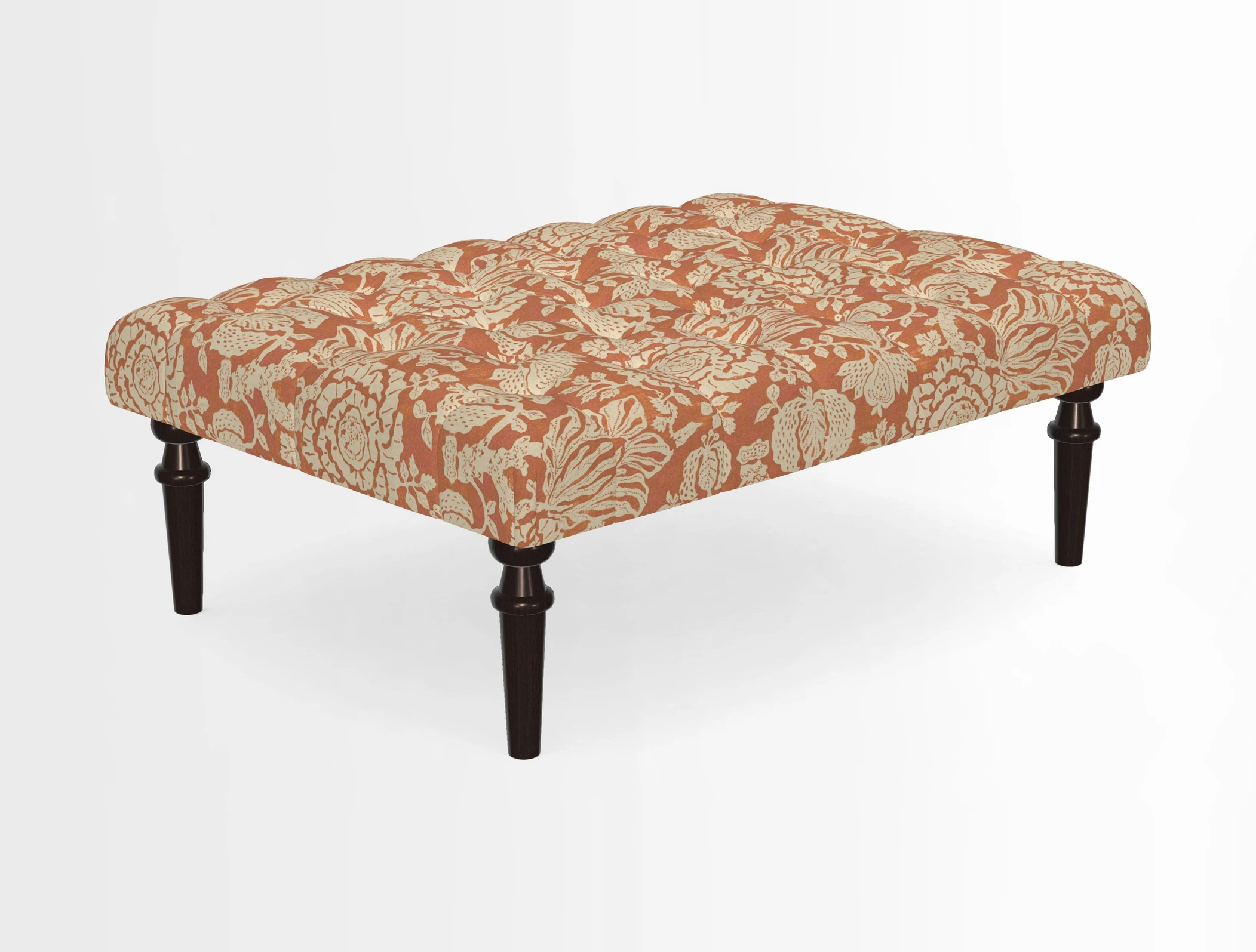 Pentlow Footstool in Mulberry Pompadour Floral Velvet Spice