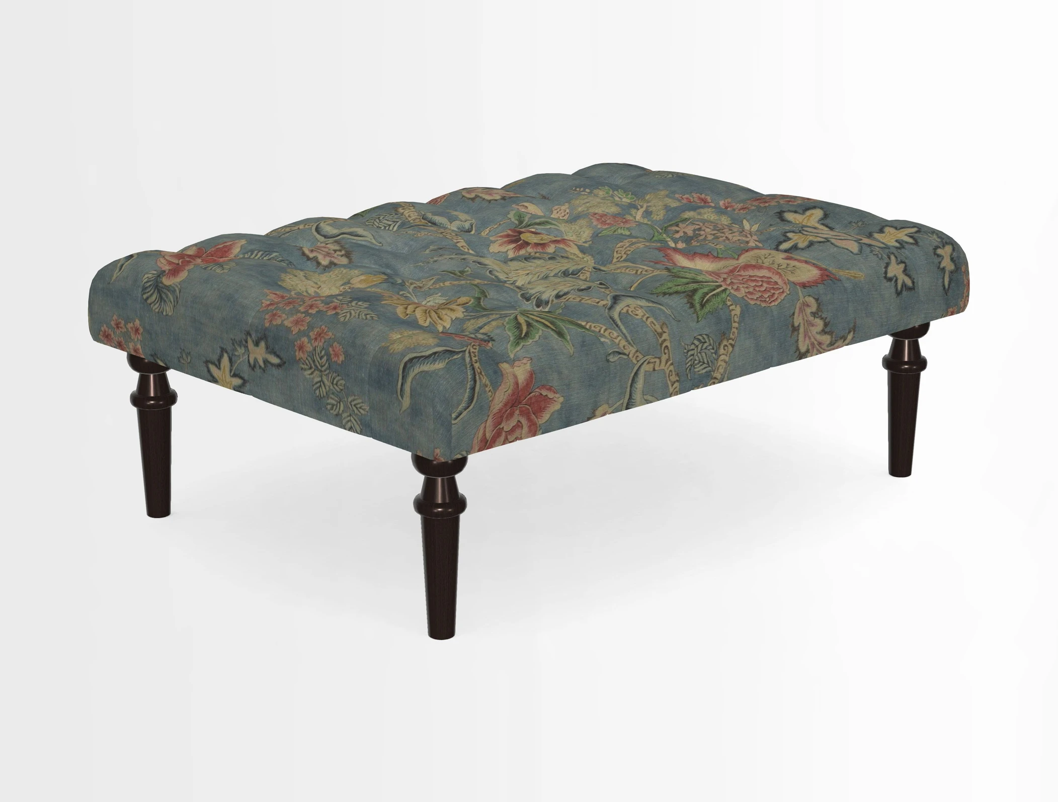 Pentlow Footstool in Mulberry Pompadour Floral Velvet Spice