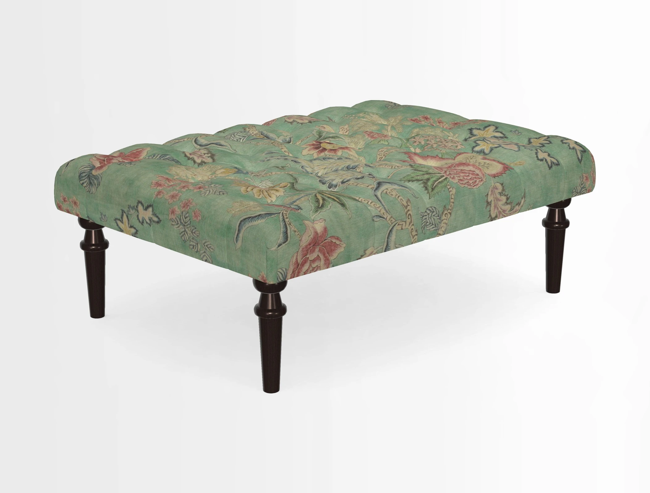 Pentlow Footstool in Mulberry Pompadour Floral Velvet Spice