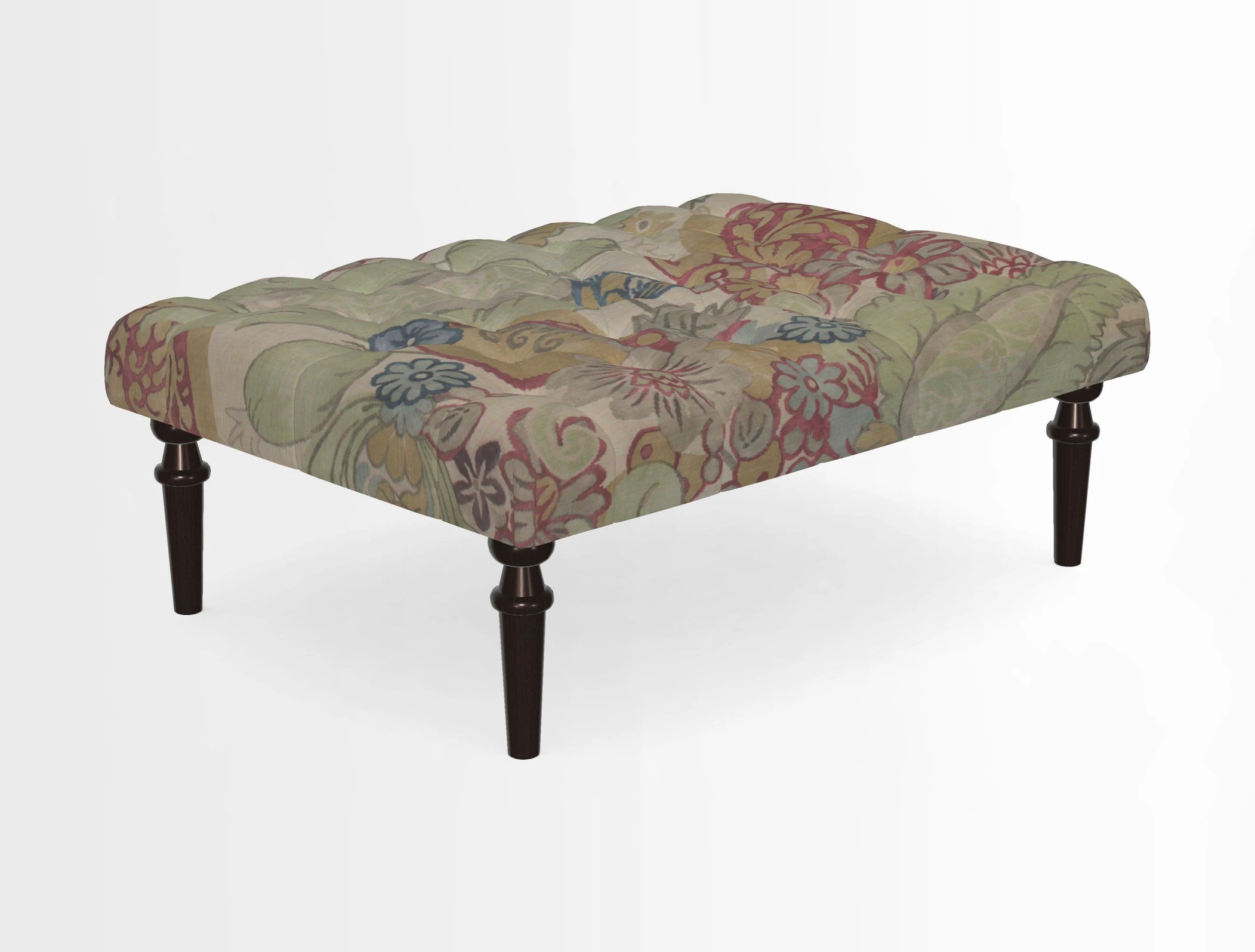 Pentlow Footstool in Mulberry Pompadour Floral Velvet Spice