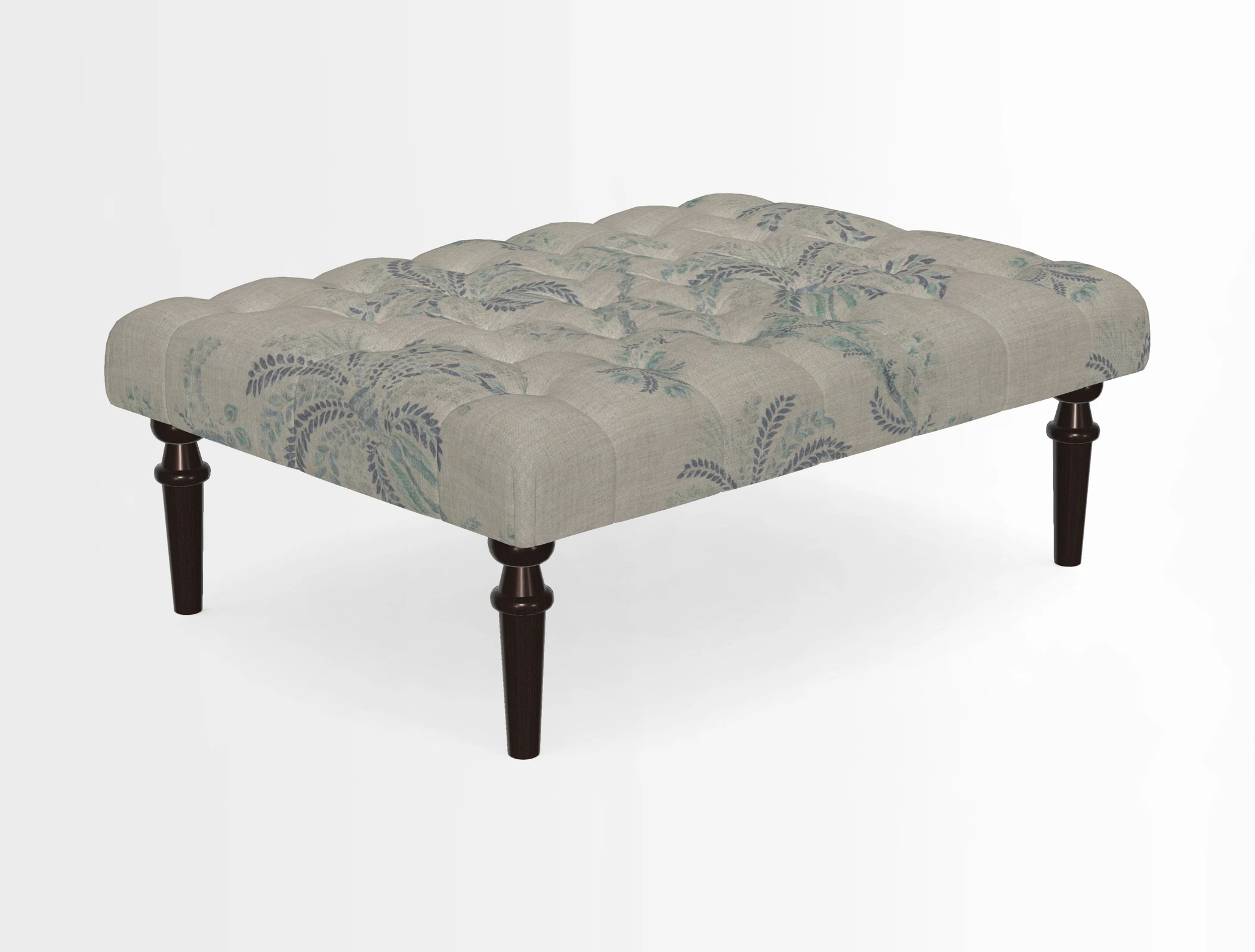 Pentlow Footstool in Mulberry Pompadour Floral Velvet Spice