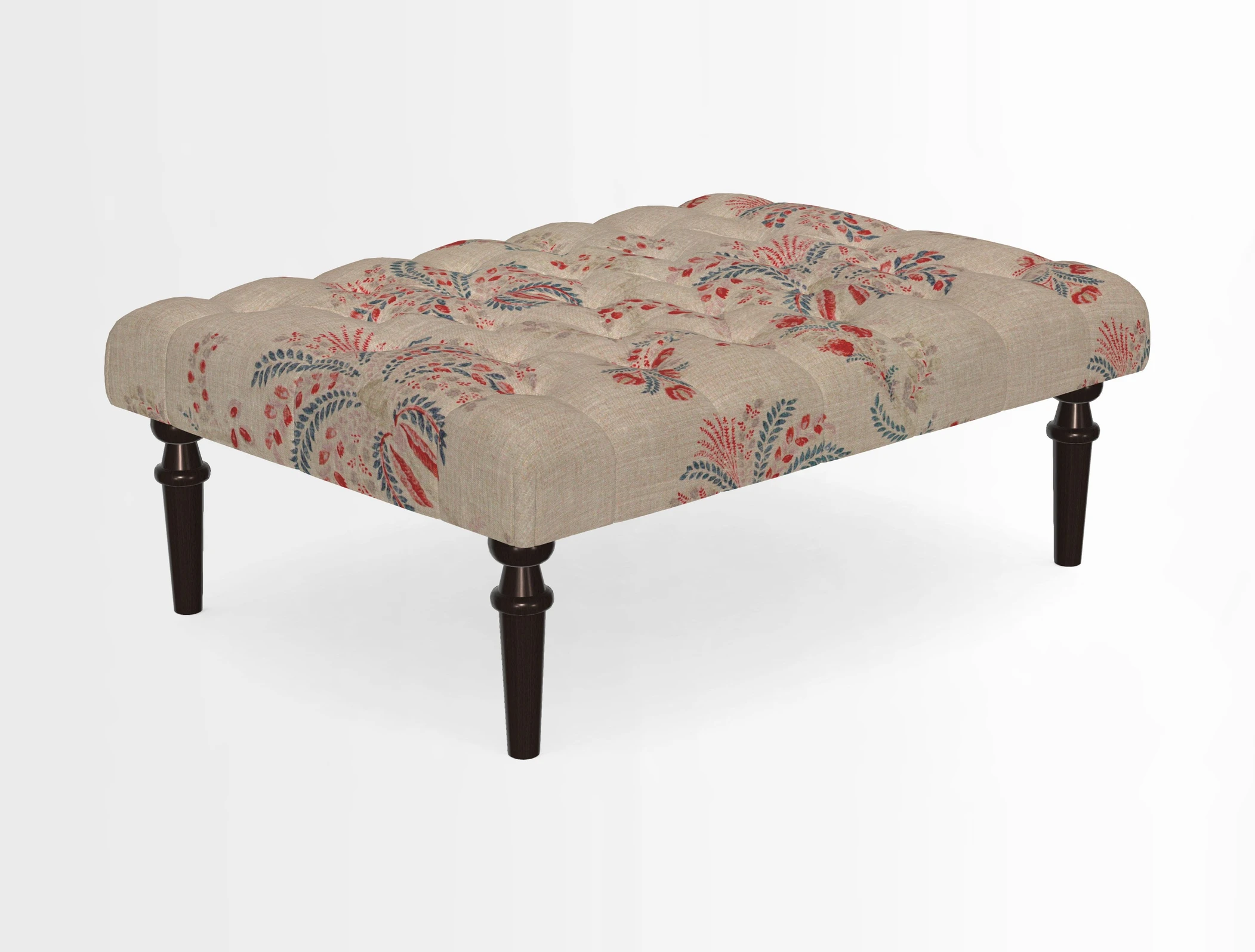 Pentlow Footstool in Mulberry Pompadour Floral Velvet Spice