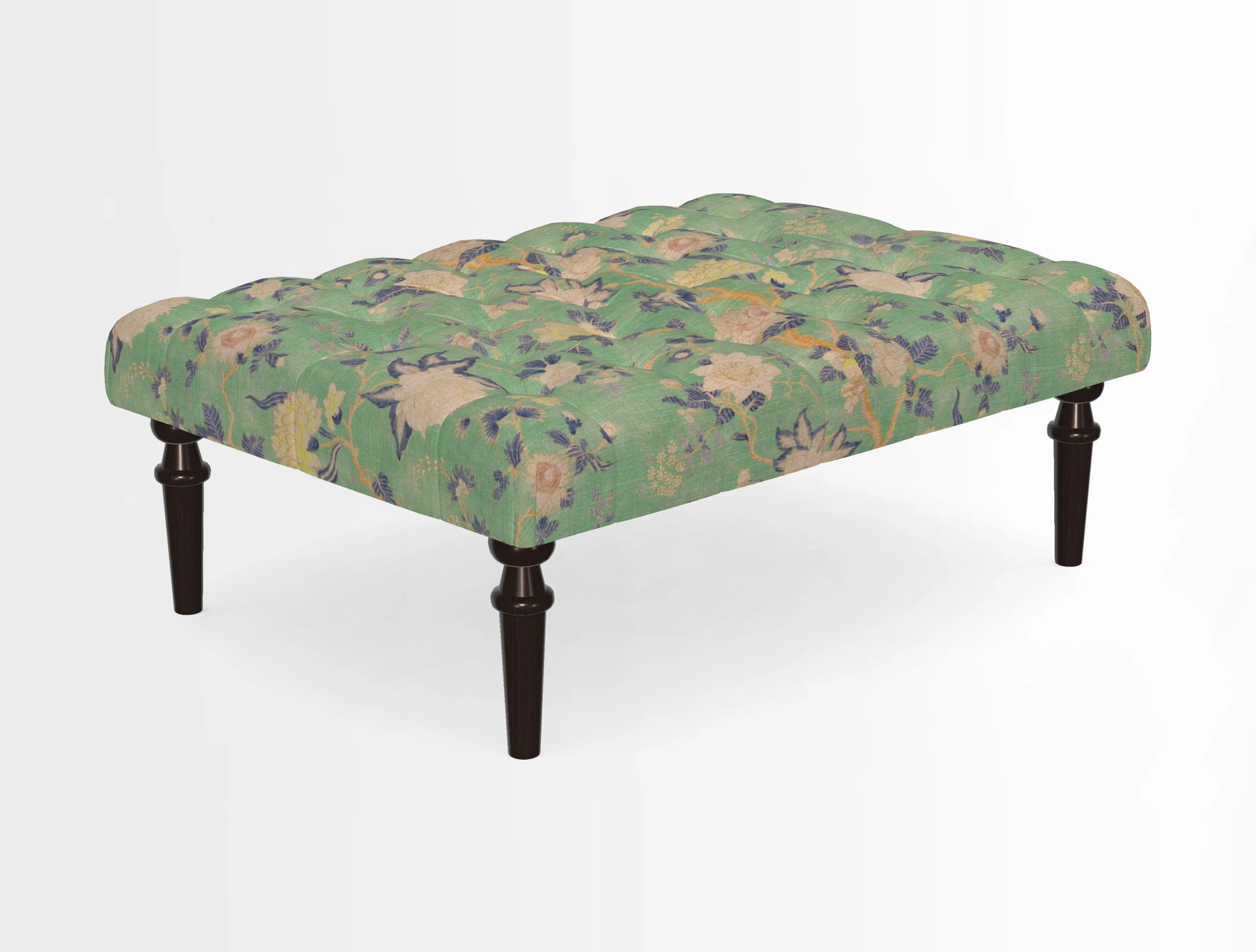 Pentlow Footstool in Mulberry Pompadour Floral Velvet Spice