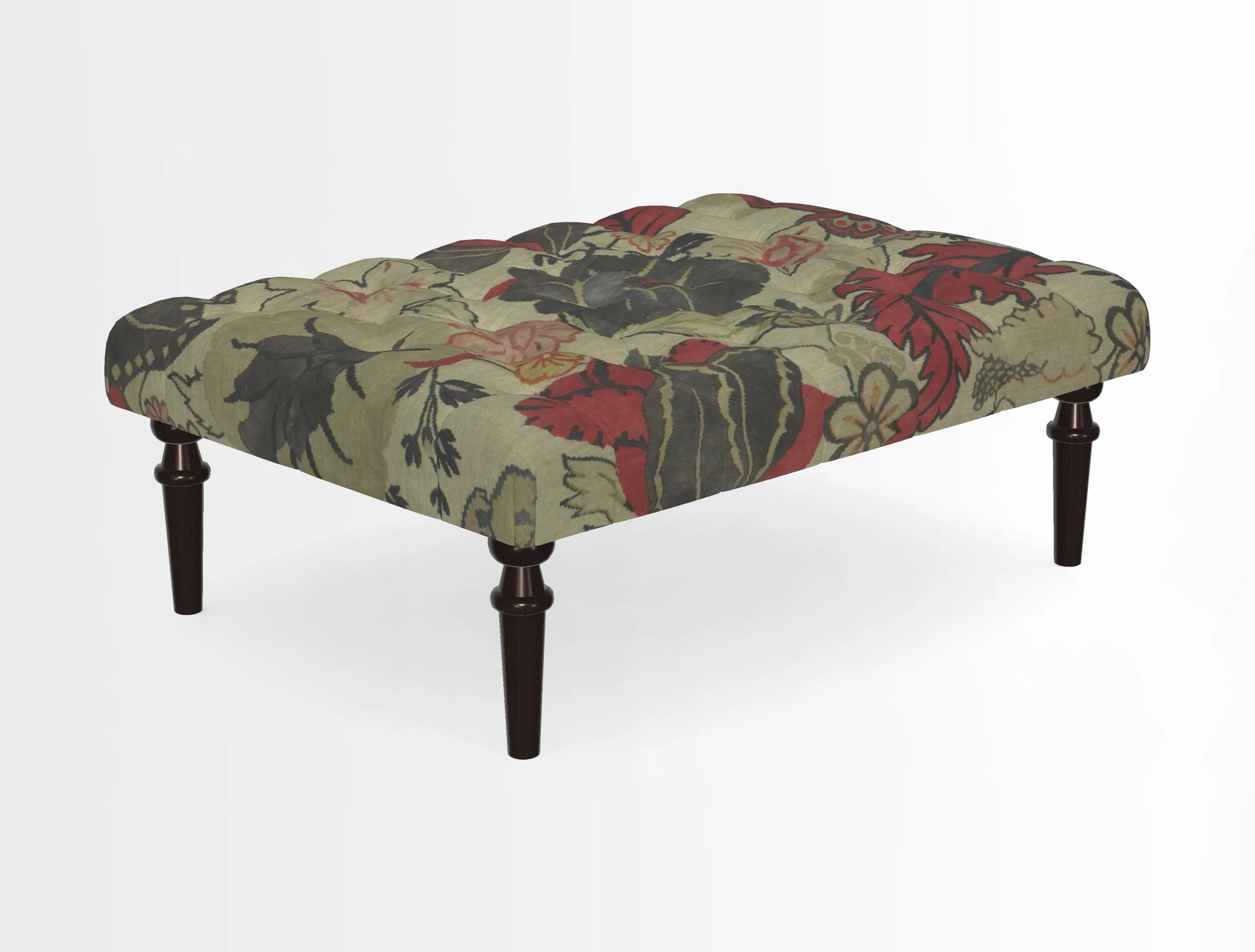 Pentlow Footstool in Mulberry Pompadour Floral Velvet Spice
