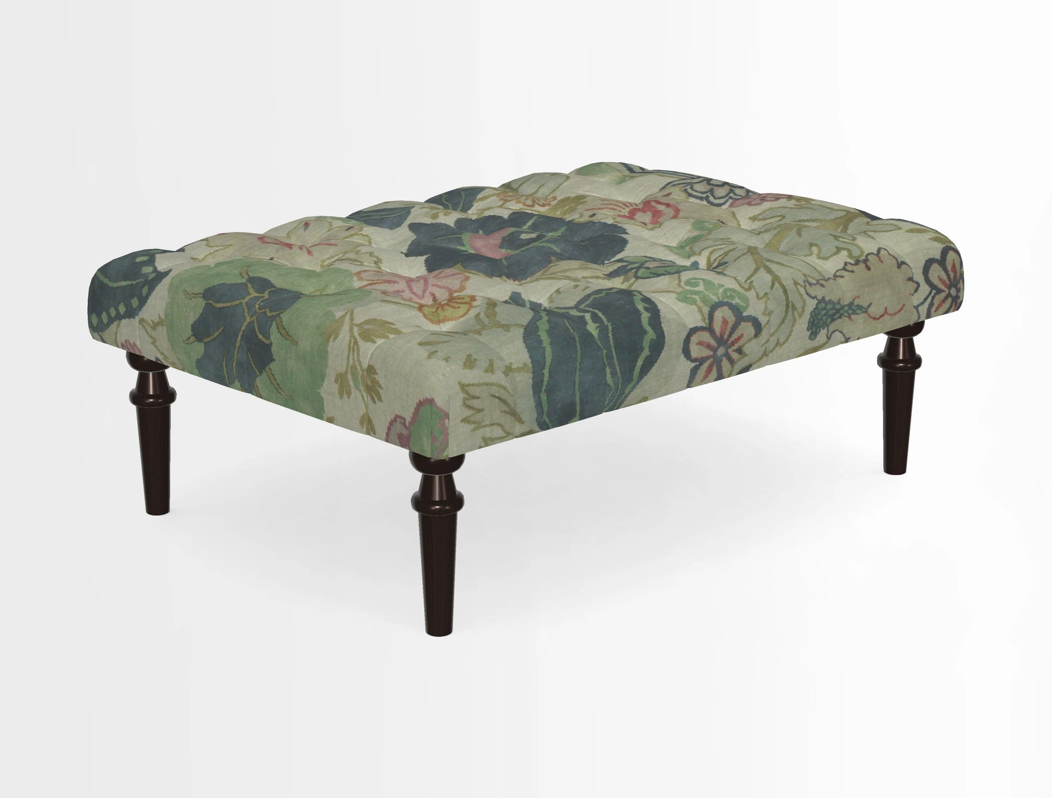 Pentlow Footstool in Mulberry Pompadour Floral Velvet Spice
