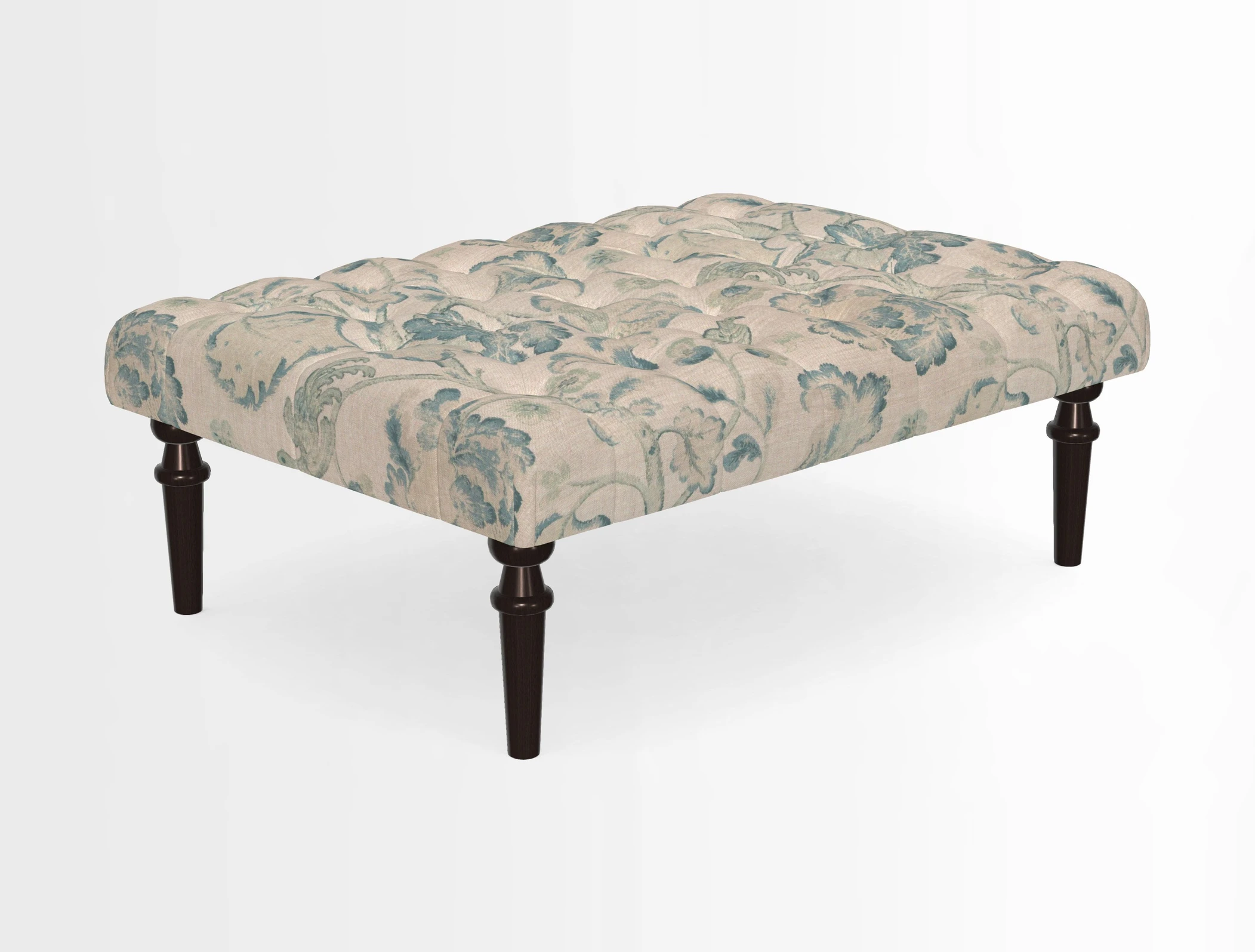 Pentlow Footstool in Mulberry Pompadour Floral Velvet Spice