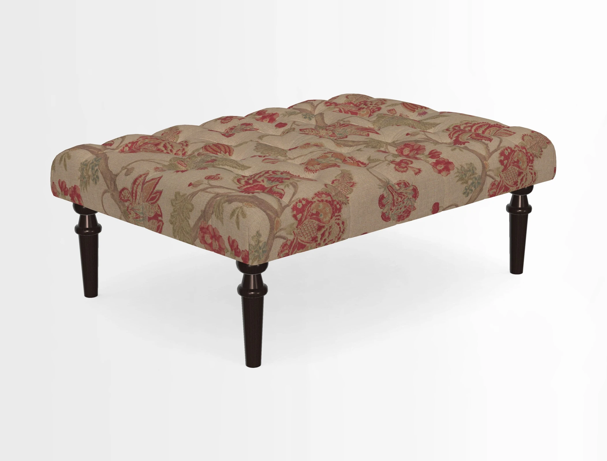 Pentlow Footstool in Mulberry Pompadour Floral Velvet Spice