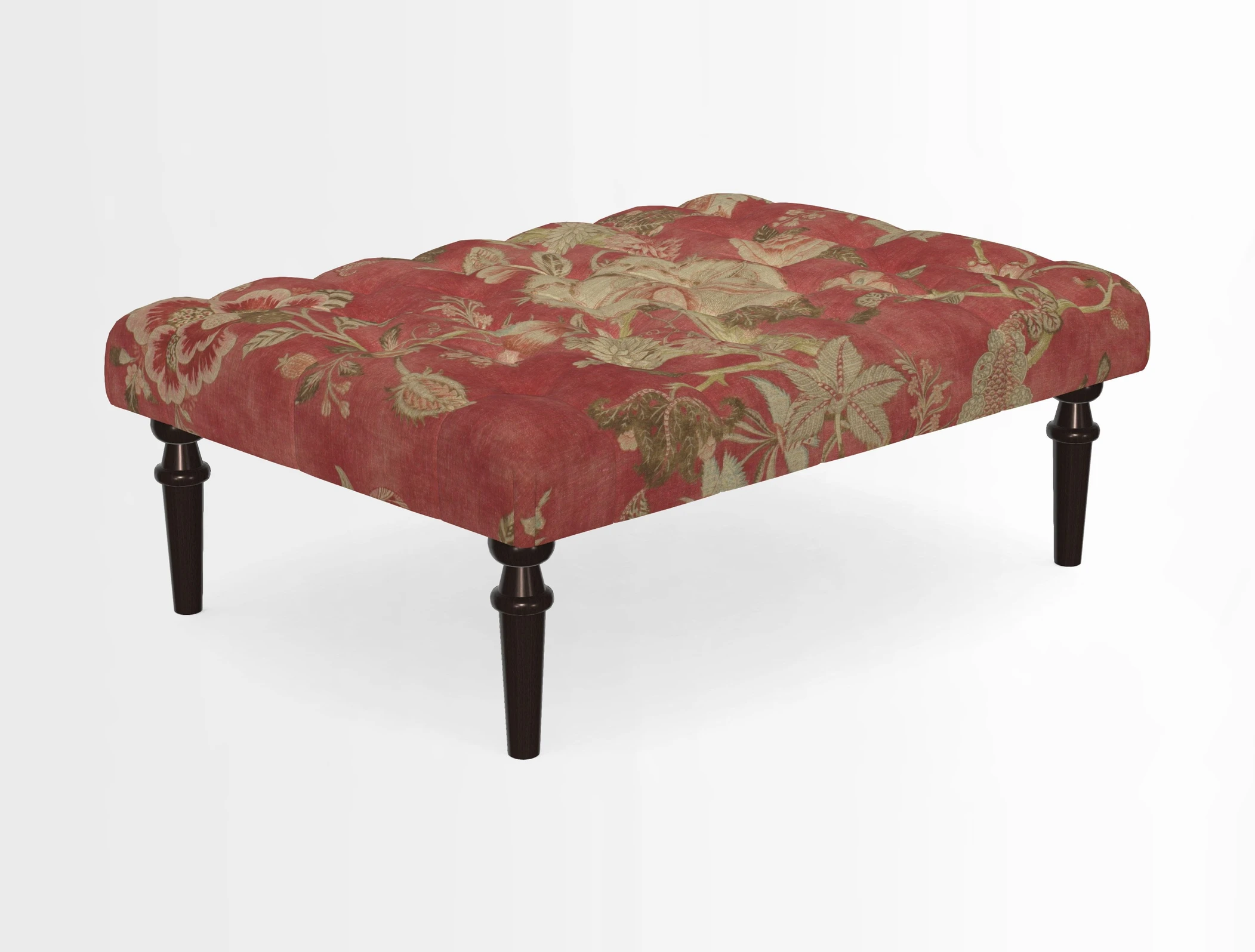 Pentlow Footstool in Mulberry Pompadour Floral Velvet Spice