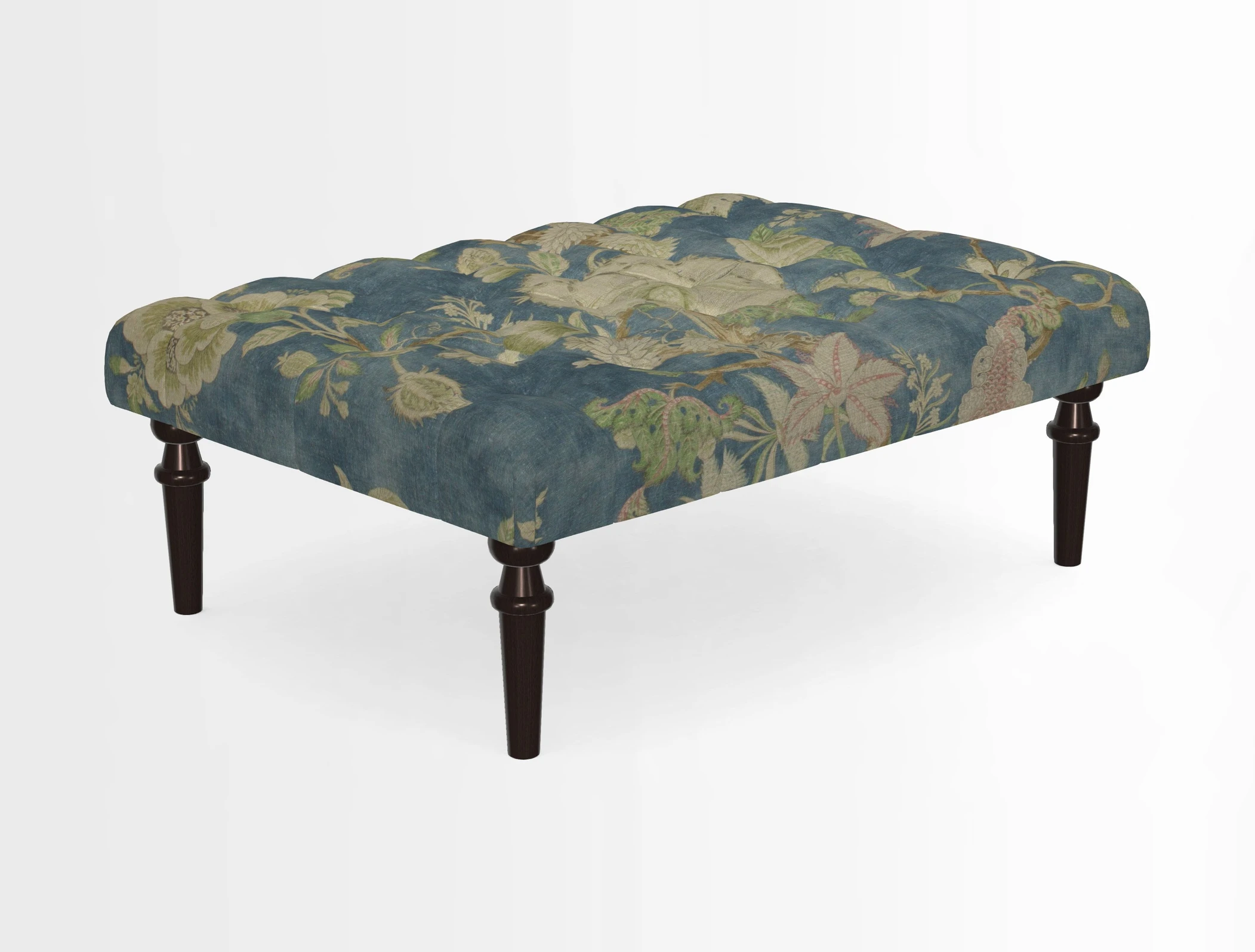 Pentlow Footstool in Mulberry Pompadour Floral Velvet Spice