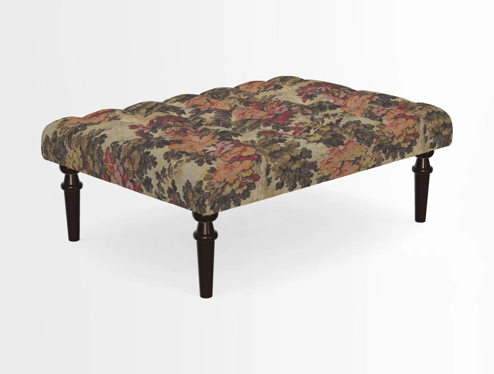 Pentlow Footstool in Mulberry Pompadour Floral Velvet Spice