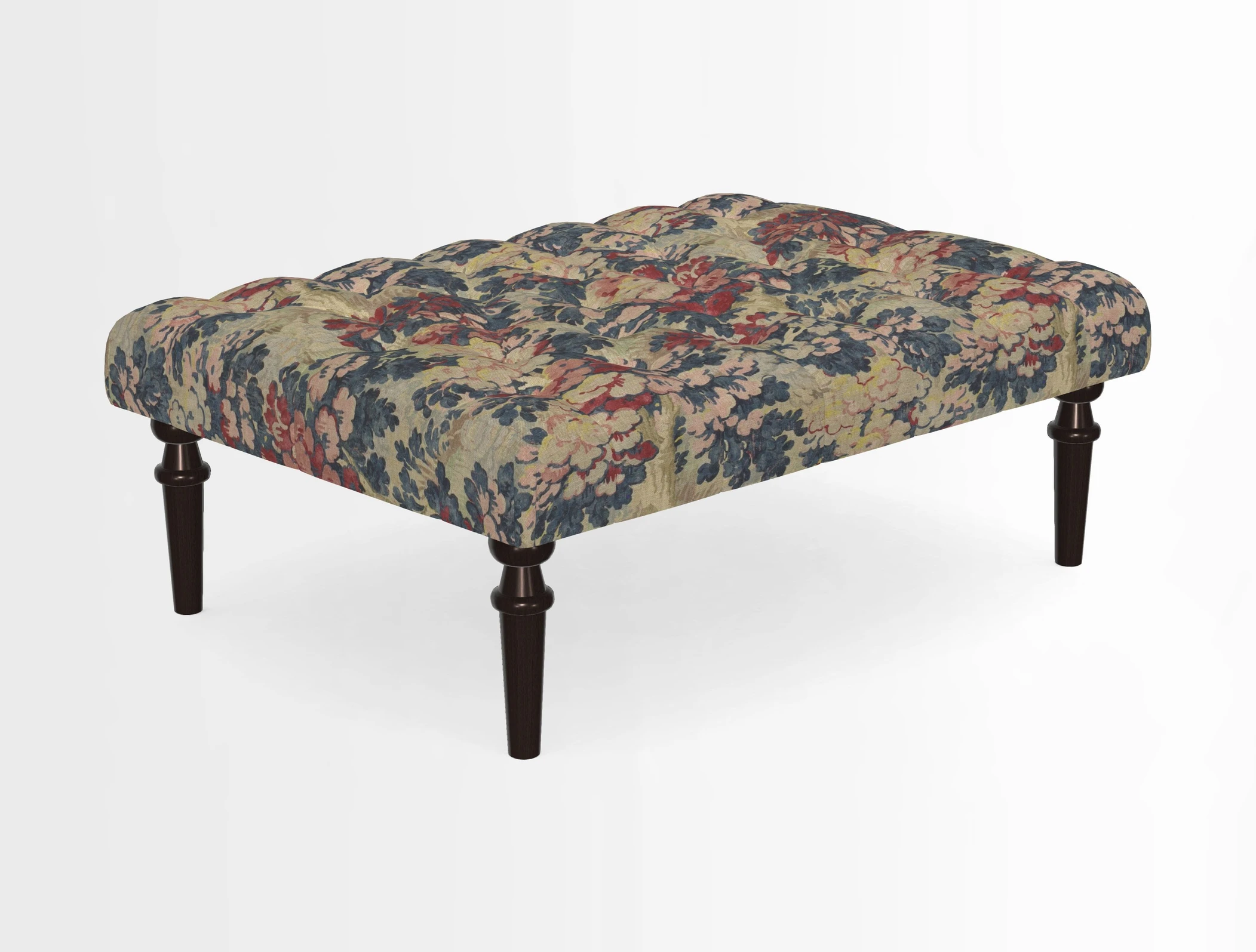 Pentlow Footstool in Mulberry Pompadour Floral Velvet Spice