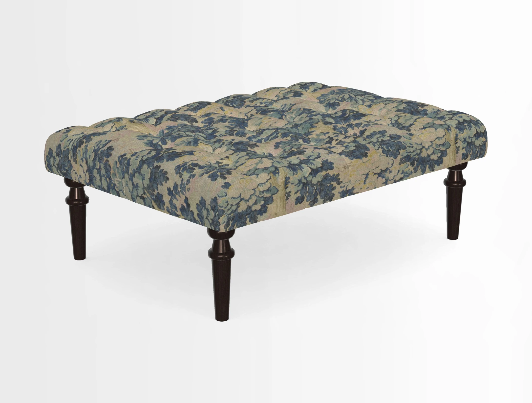 Pentlow Footstool in Mulberry Pompadour Floral Velvet Spice