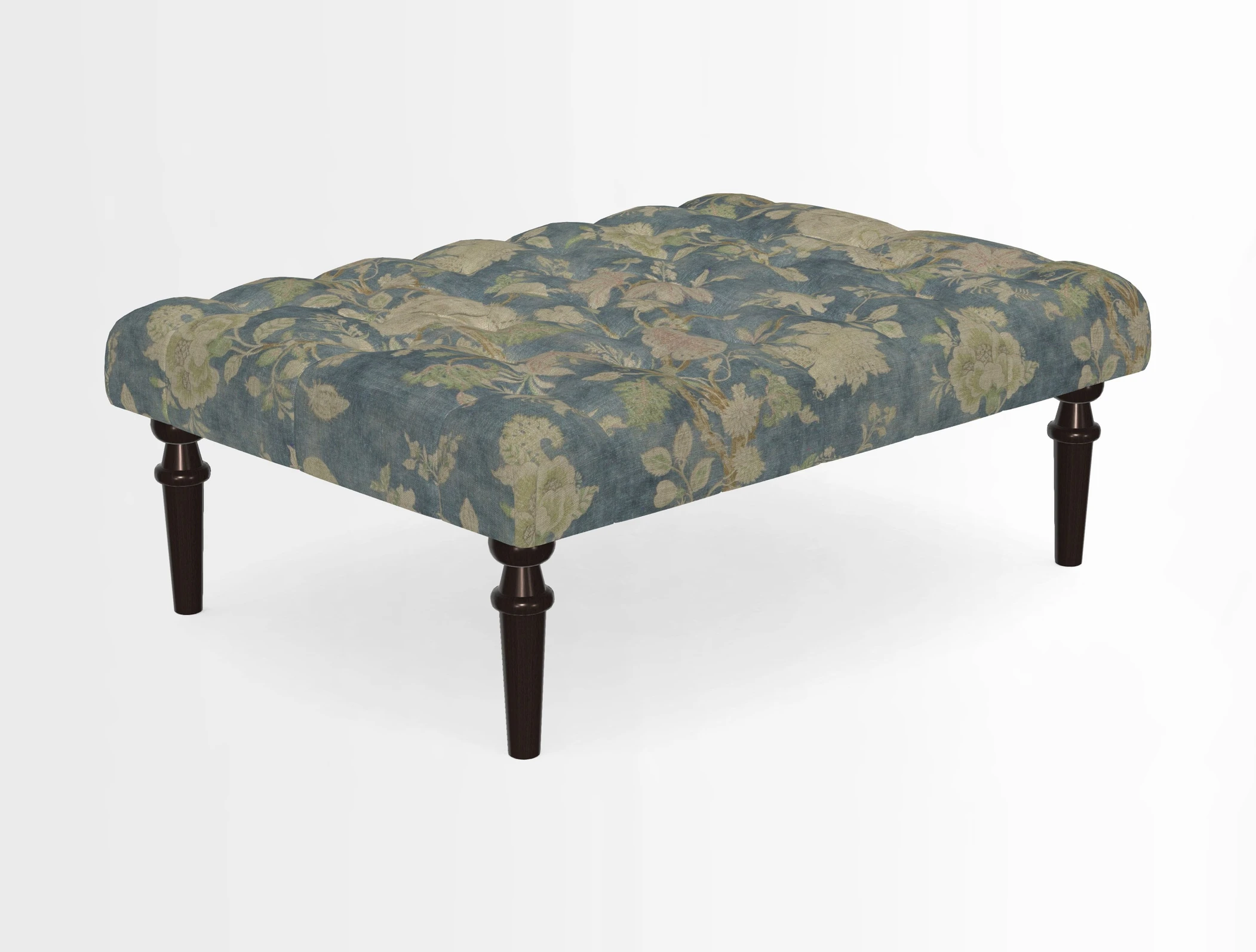 Pentlow Footstool in Mulberry Pompadour Floral Velvet Spice