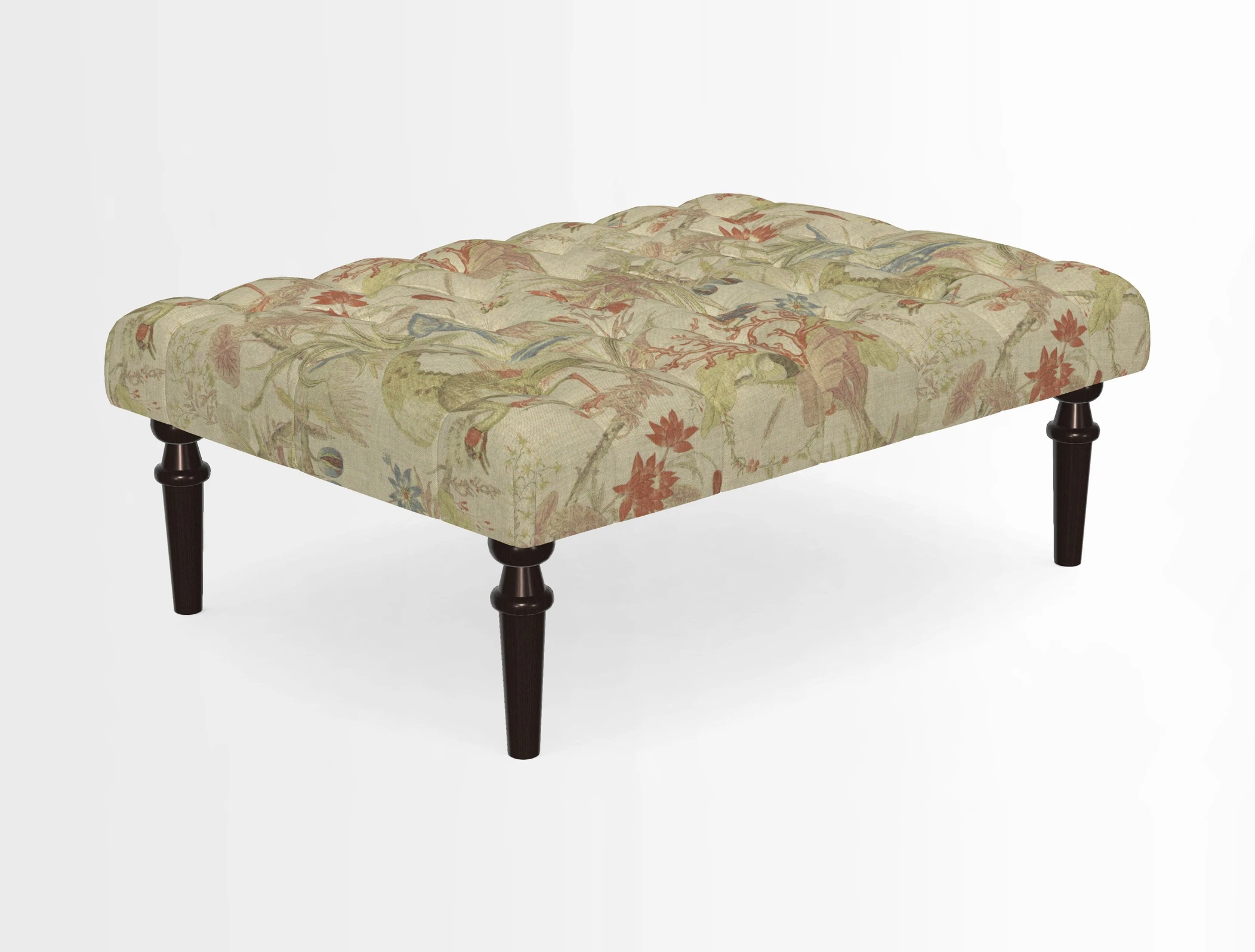 Pentlow Footstool in Mulberry Pompadour Floral Velvet Spice