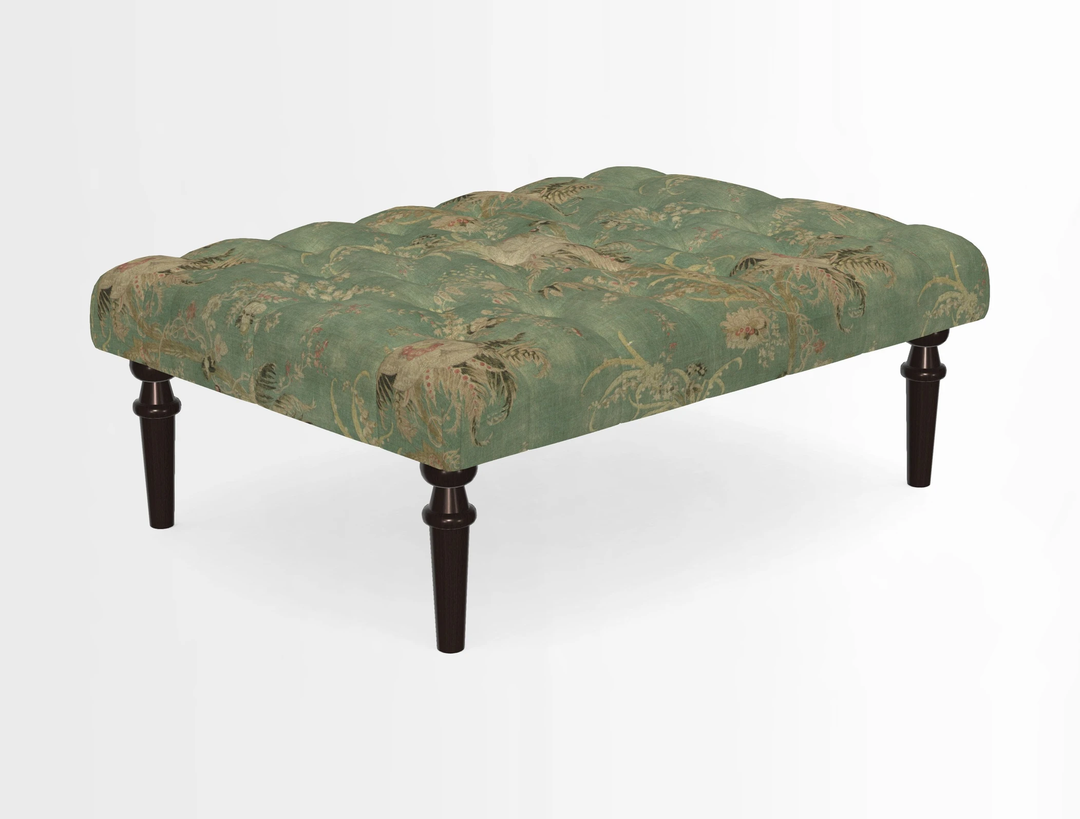 Pentlow Footstool in Mulberry Pompadour Floral Velvet Spice