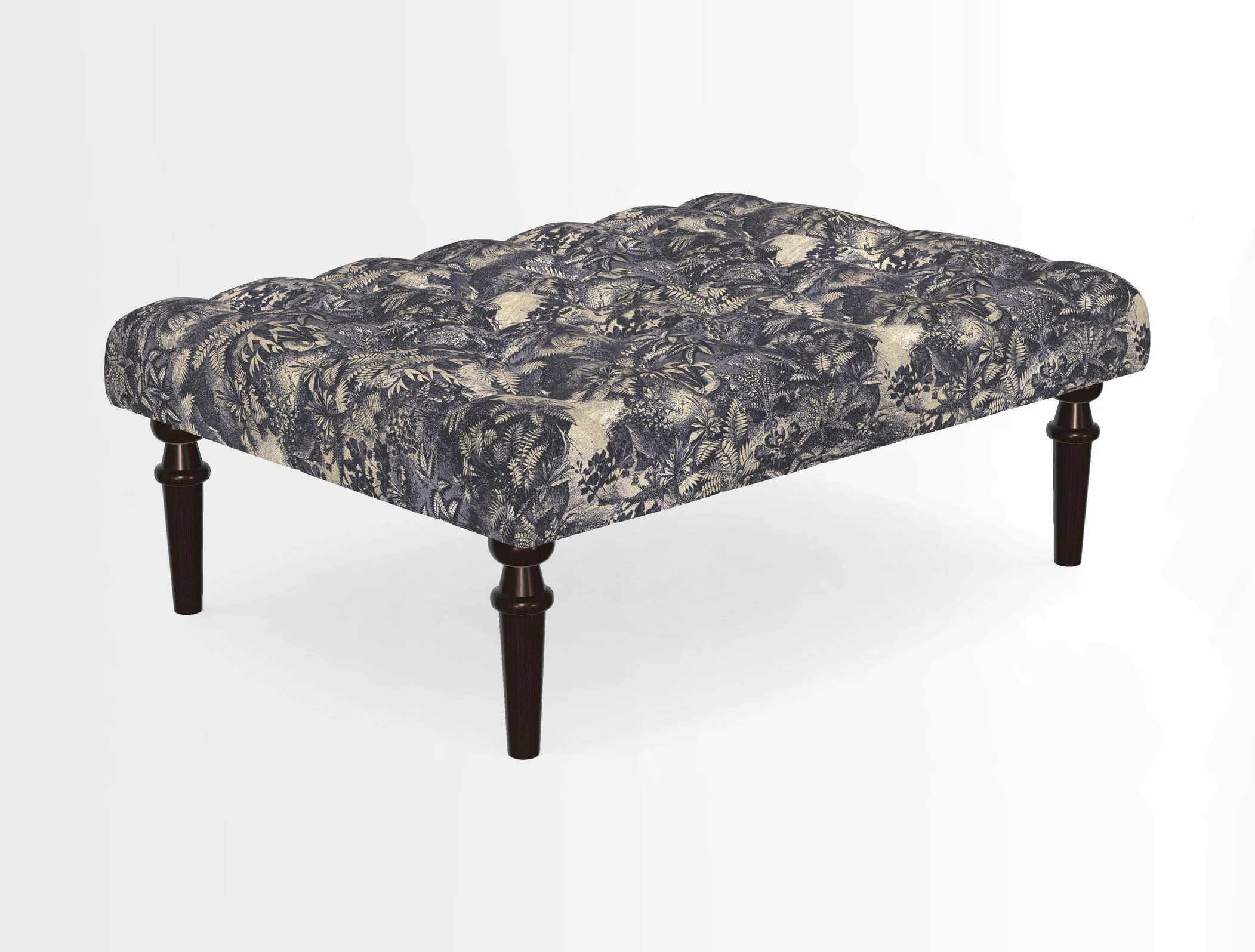 Pentlow Footstool in Mulberry Pompadour Floral Velvet Spice
