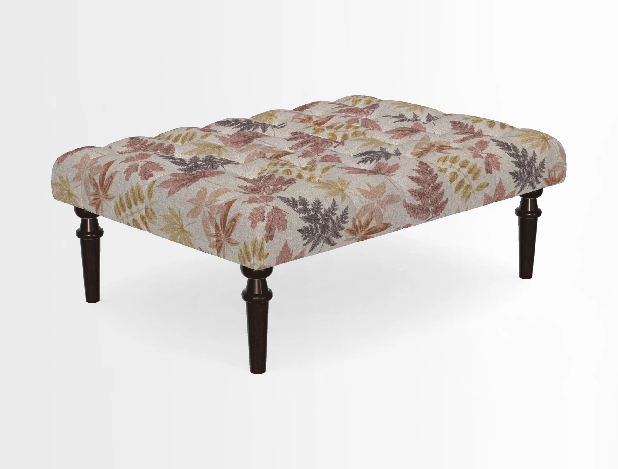 Pentlow Footstool in Mulberry Pompadour Floral Velvet Spice