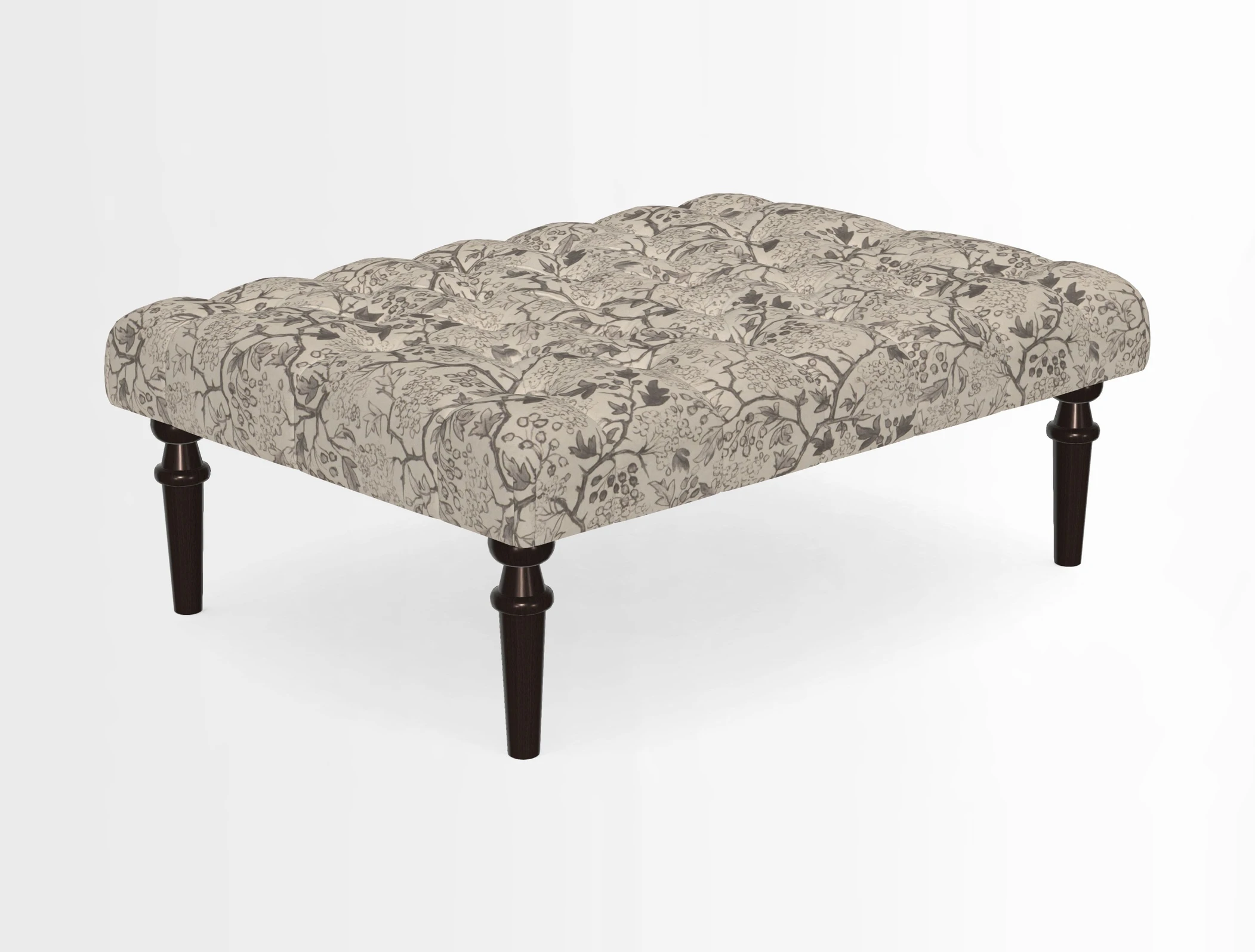 Pentlow Footstool in Mulberry Pompadour Floral Velvet Spice