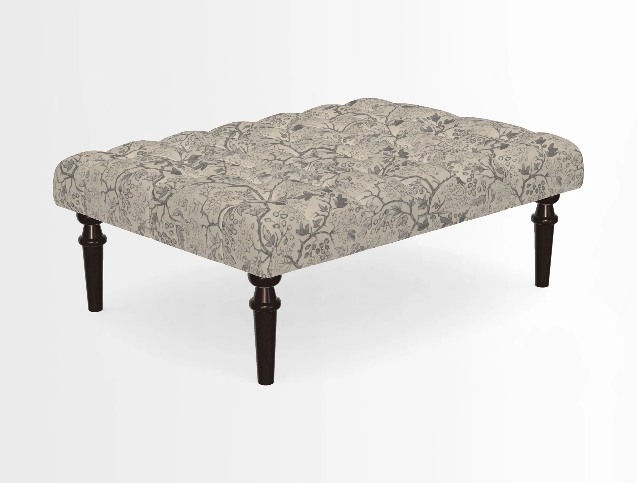 Pentlow Footstool in Mulberry Pompadour Floral Velvet Spice