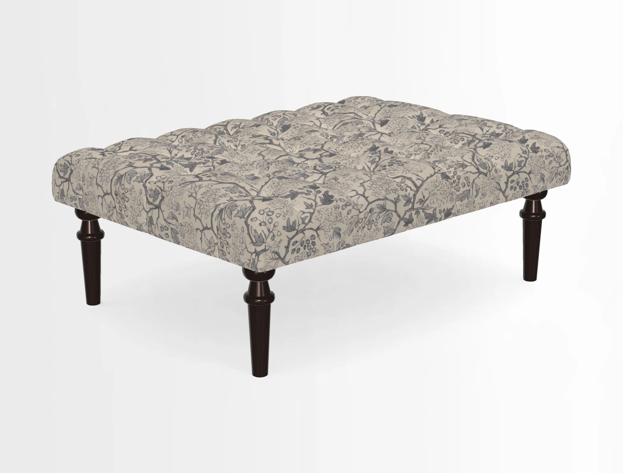 Pentlow Footstool in Mulberry Pompadour Floral Velvet Spice