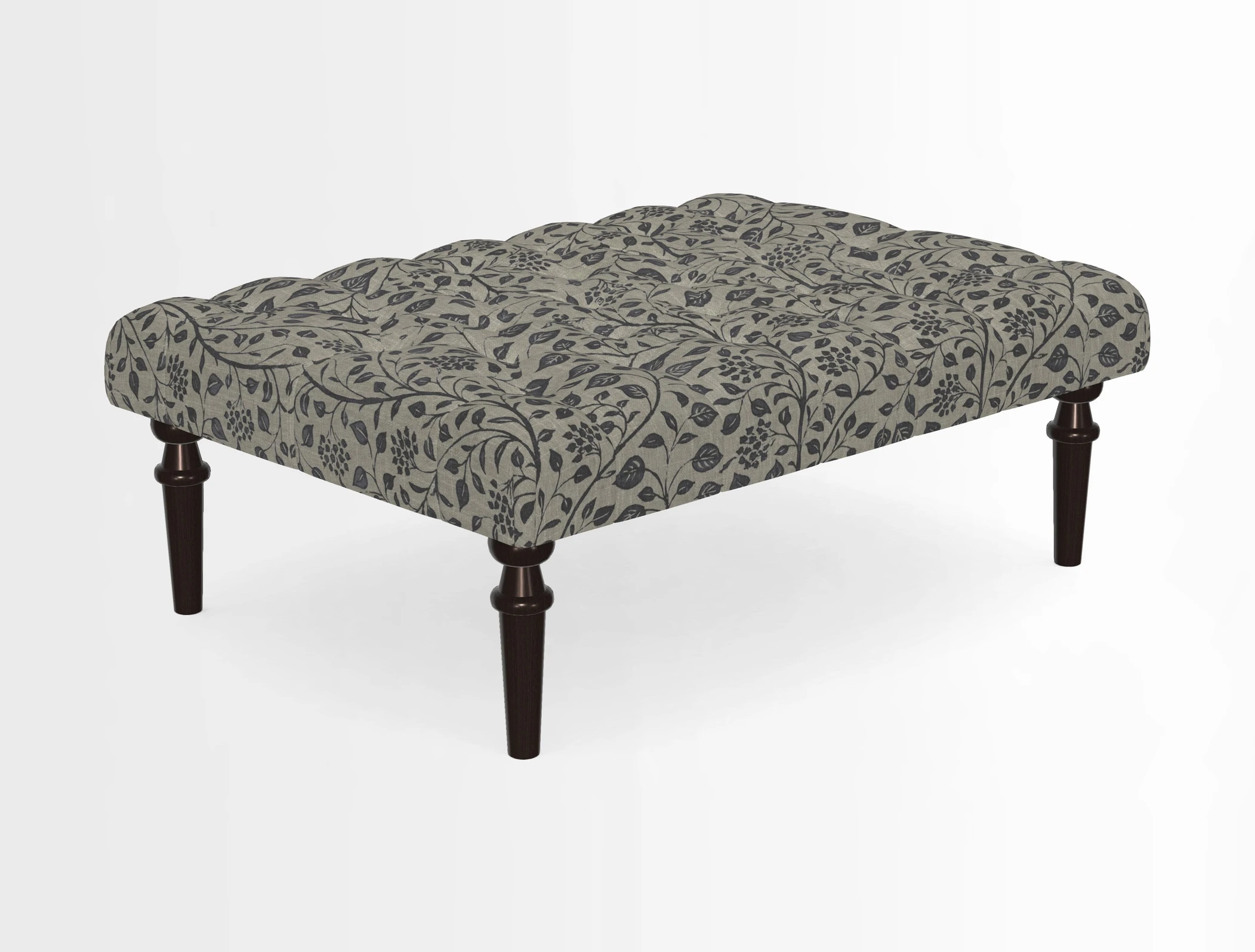 Pentlow Footstool in Mulberry Pompadour Floral Velvet Spice