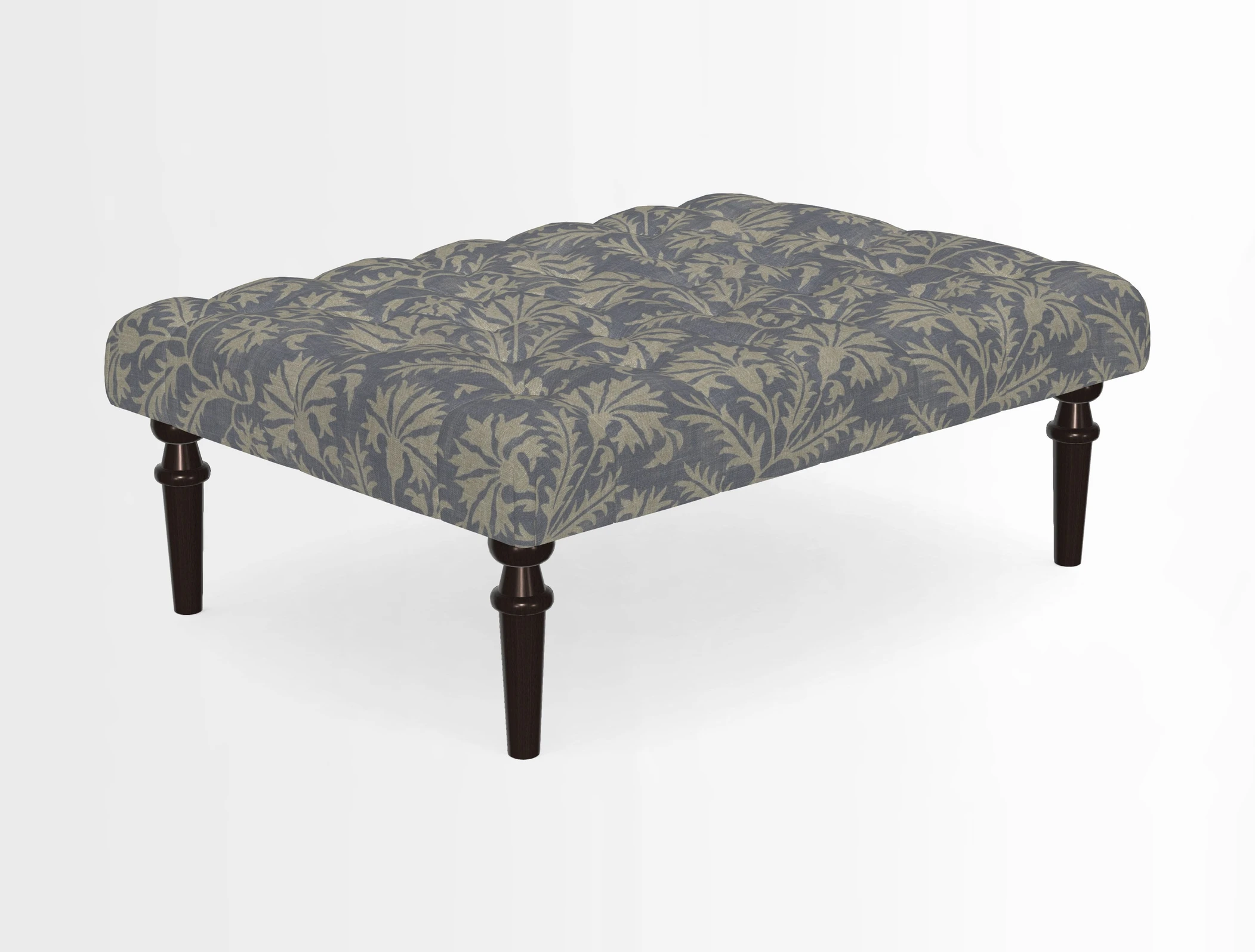 Pentlow Footstool in Mulberry Pompadour Floral Velvet Spice