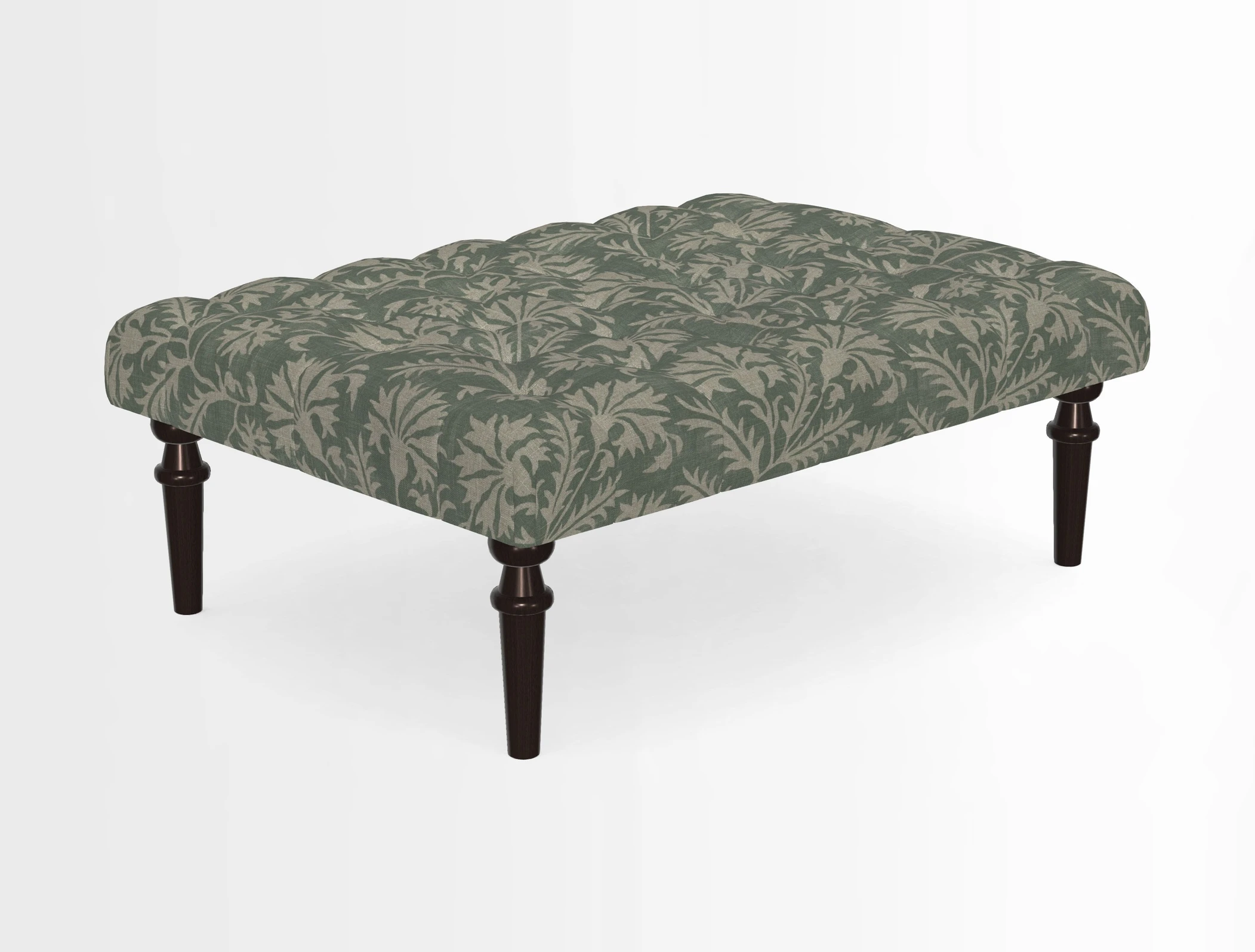 Pentlow Footstool in Mulberry Pompadour Floral Velvet Spice