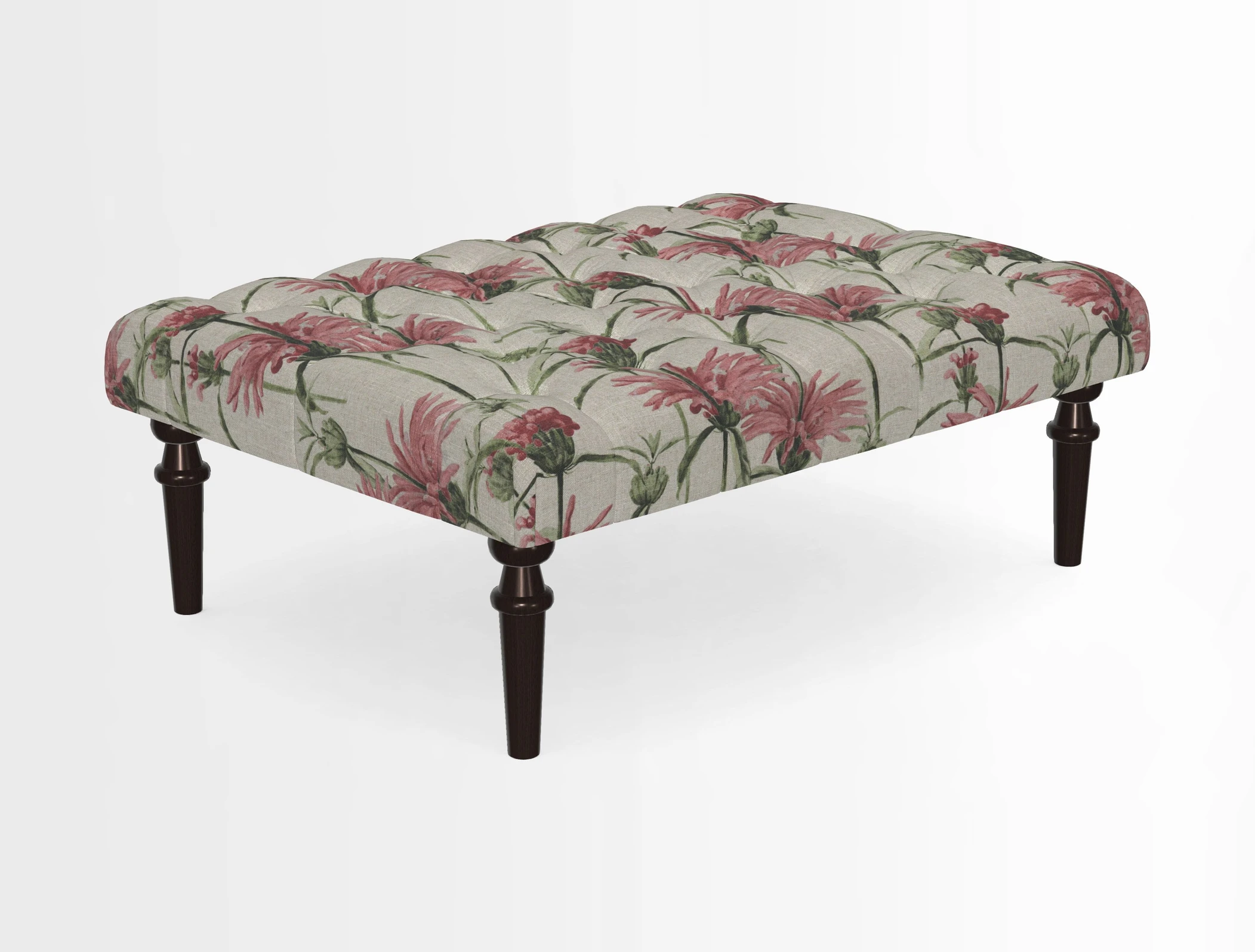 Pentlow Footstool in Mulberry Pompadour Floral Velvet Spice