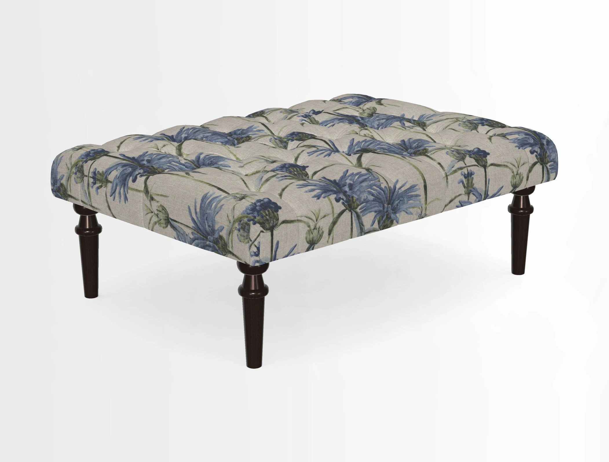 Pentlow Footstool in Mulberry Pompadour Floral Velvet Spice