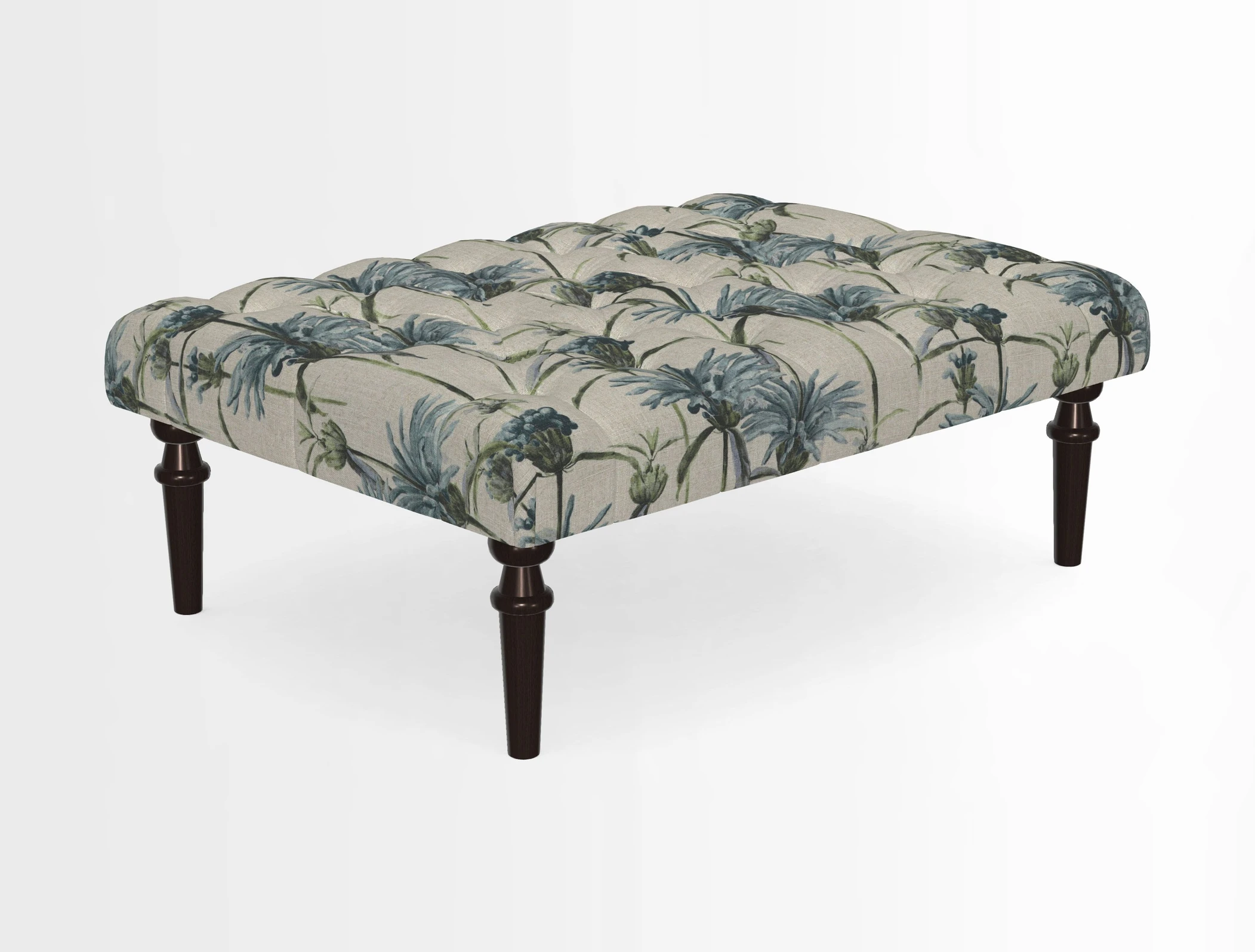 Pentlow Footstool in Mulberry Pompadour Floral Velvet Spice