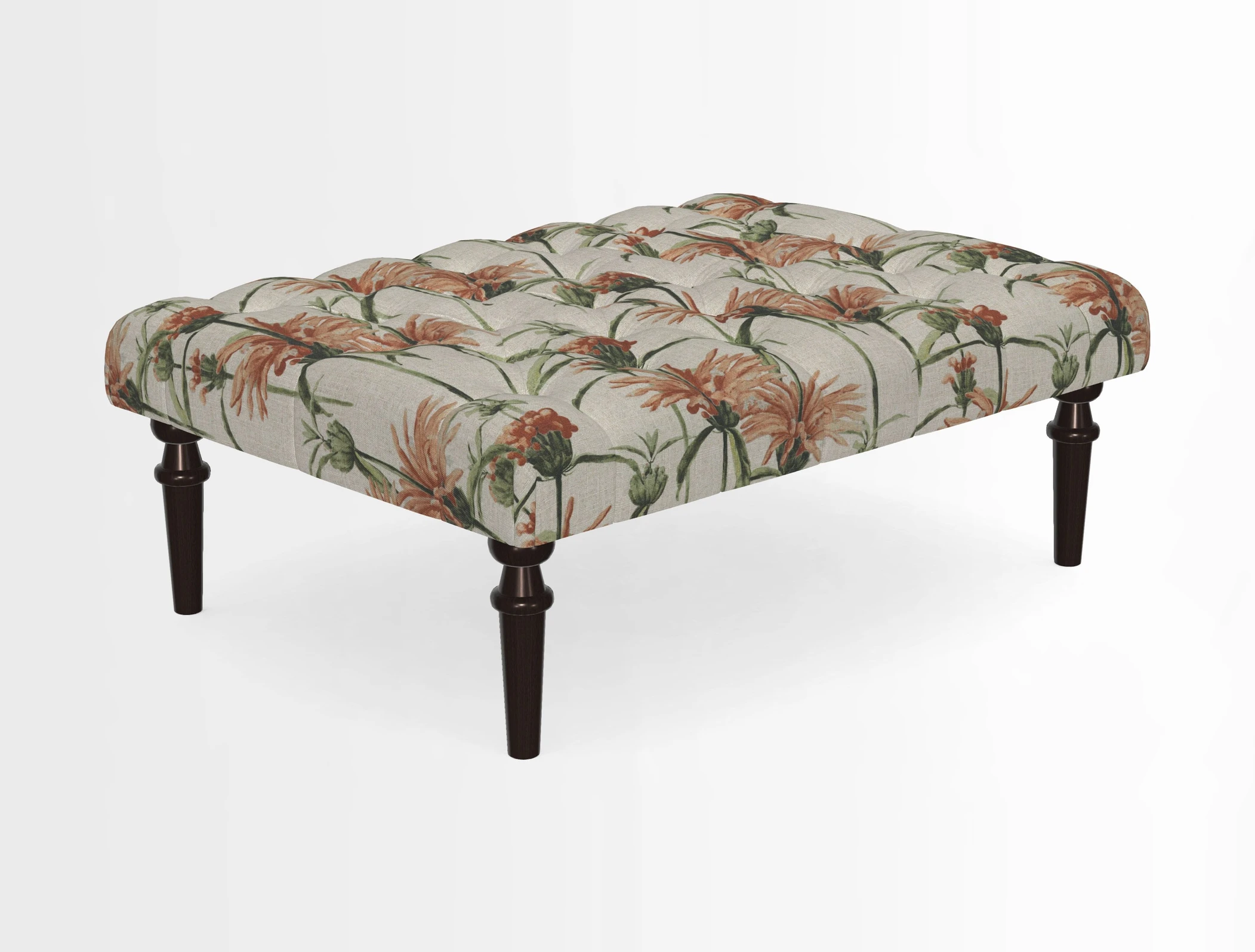 Pentlow Footstool in Mulberry Pompadour Floral Velvet Spice
