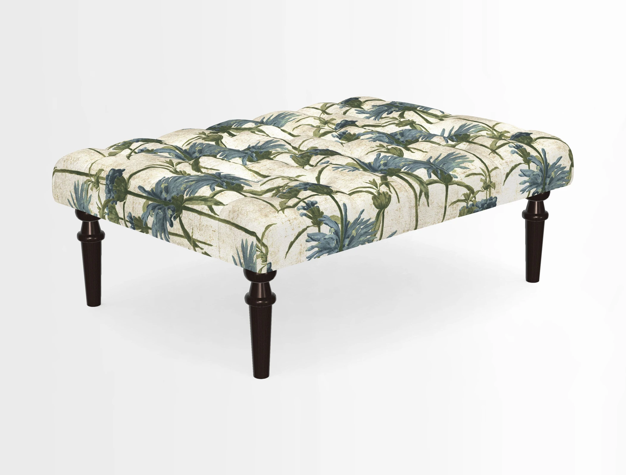 Pentlow Footstool in Mulberry Pompadour Floral Velvet Spice