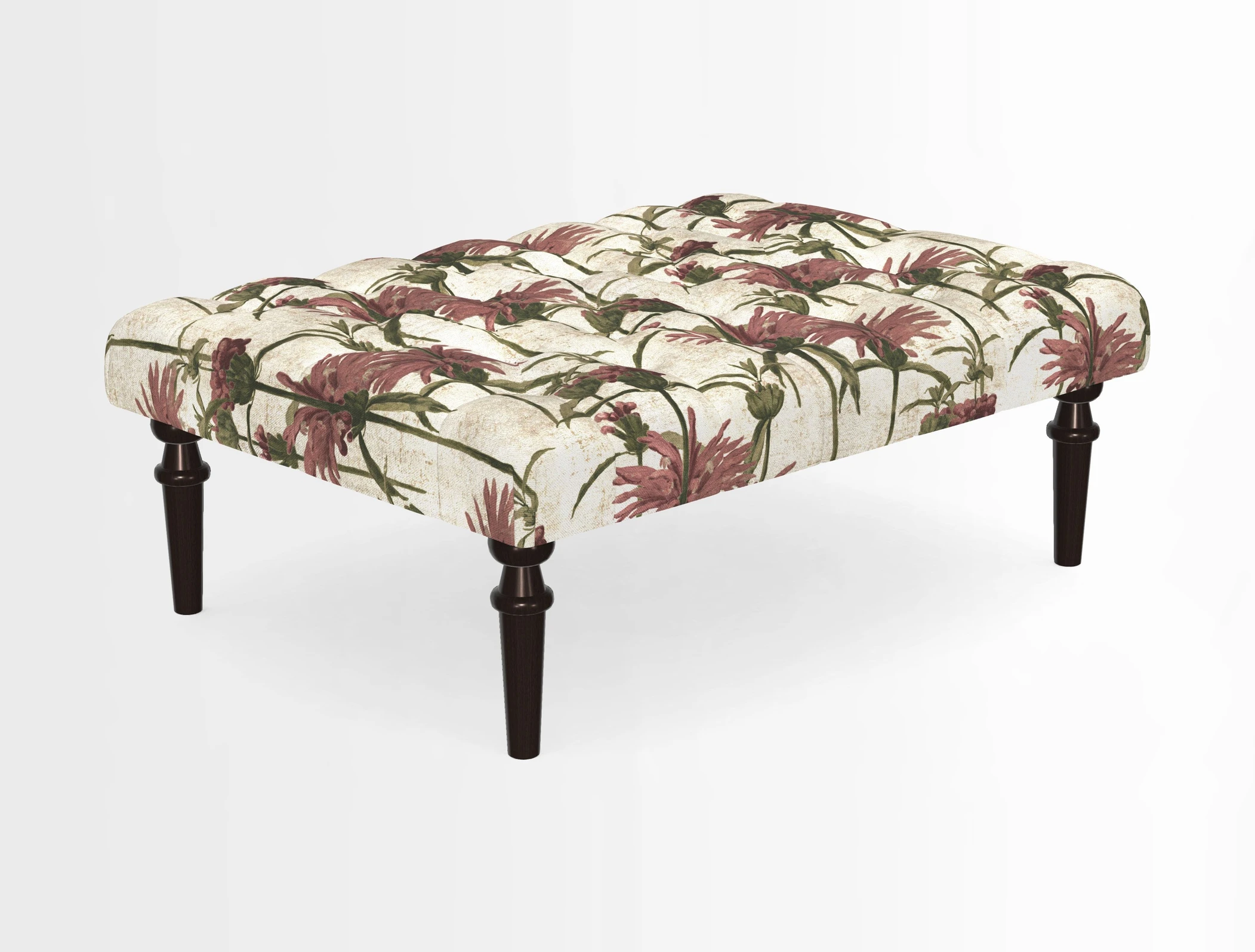 Pentlow Footstool in Mulberry Pompadour Floral Velvet Spice