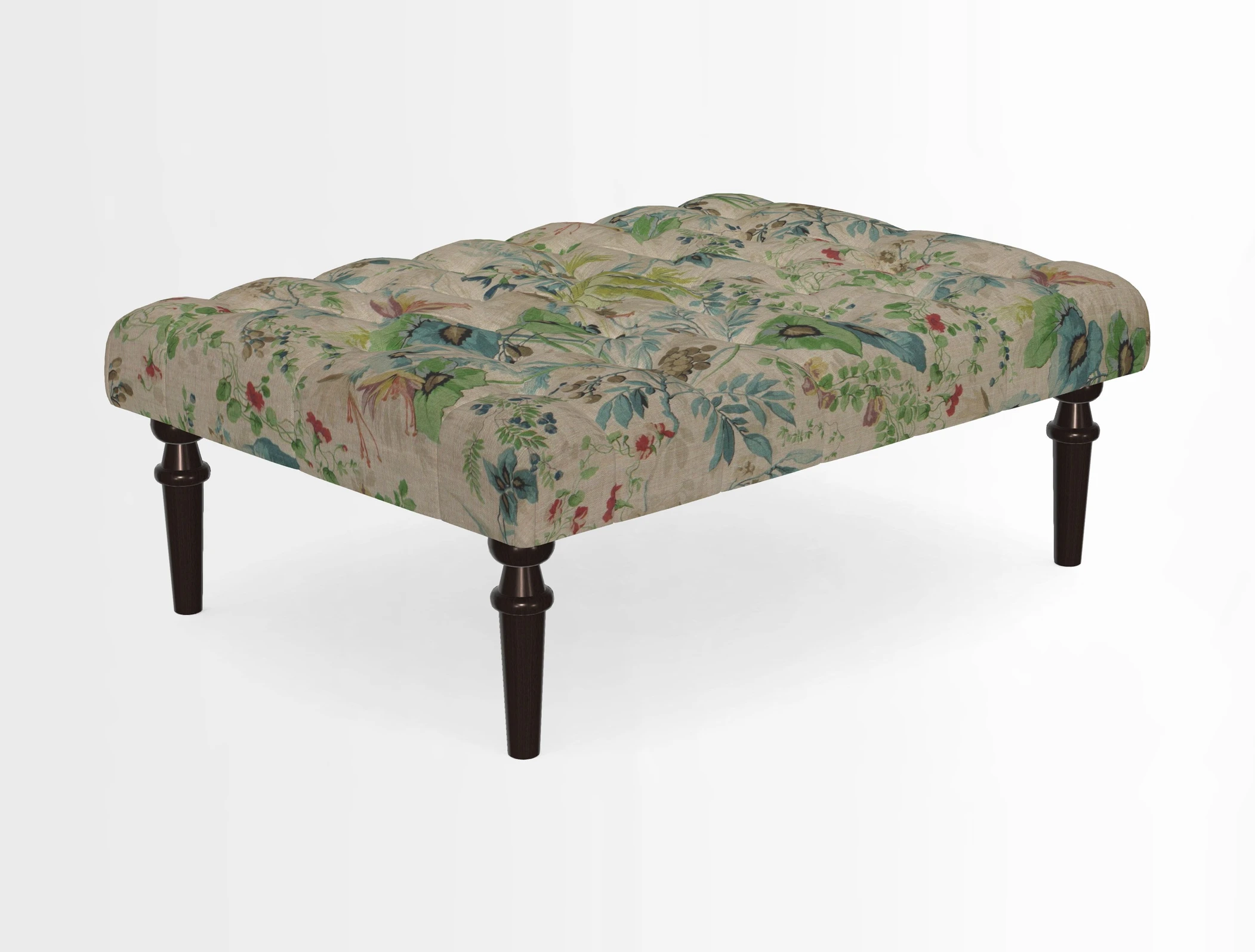 Pentlow Footstool in Mulberry Pompadour Floral Velvet Spice