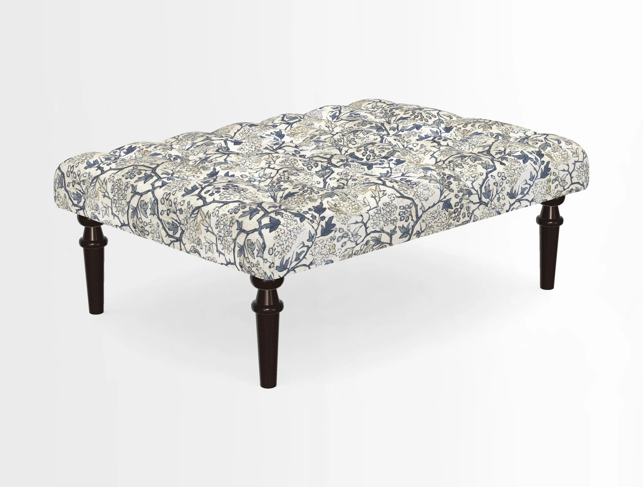 Pentlow Footstool in Mulberry Pompadour Floral Velvet Spice