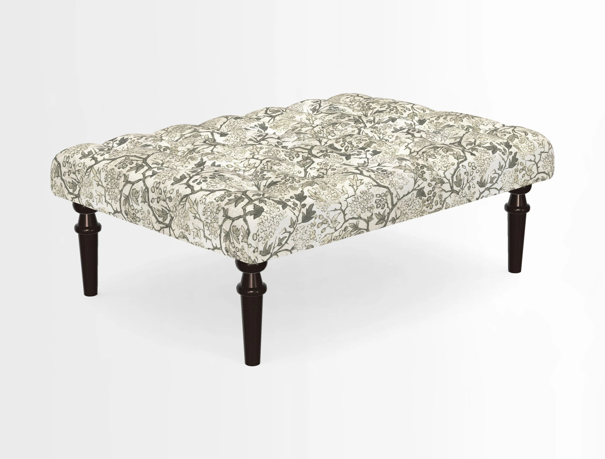 Pentlow Footstool in Mulberry Pompadour Floral Velvet Spice