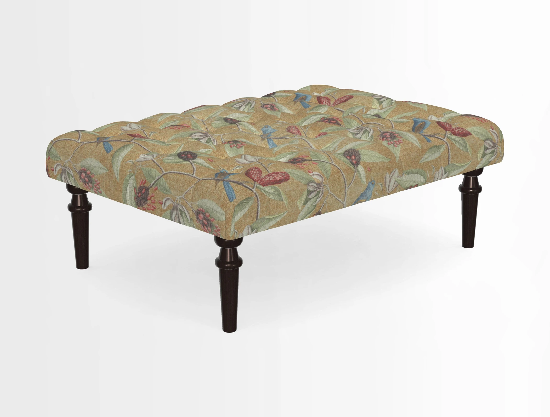 Pentlow Footstool in Mulberry Pompadour Floral Velvet Spice