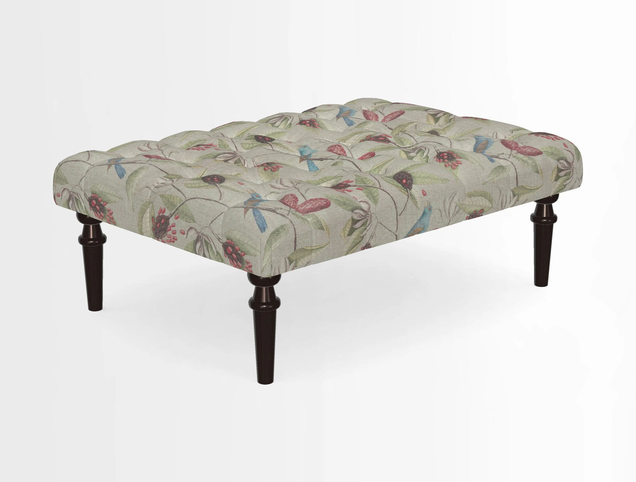 Pentlow Footstool in Mulberry Pompadour Floral Velvet Spice