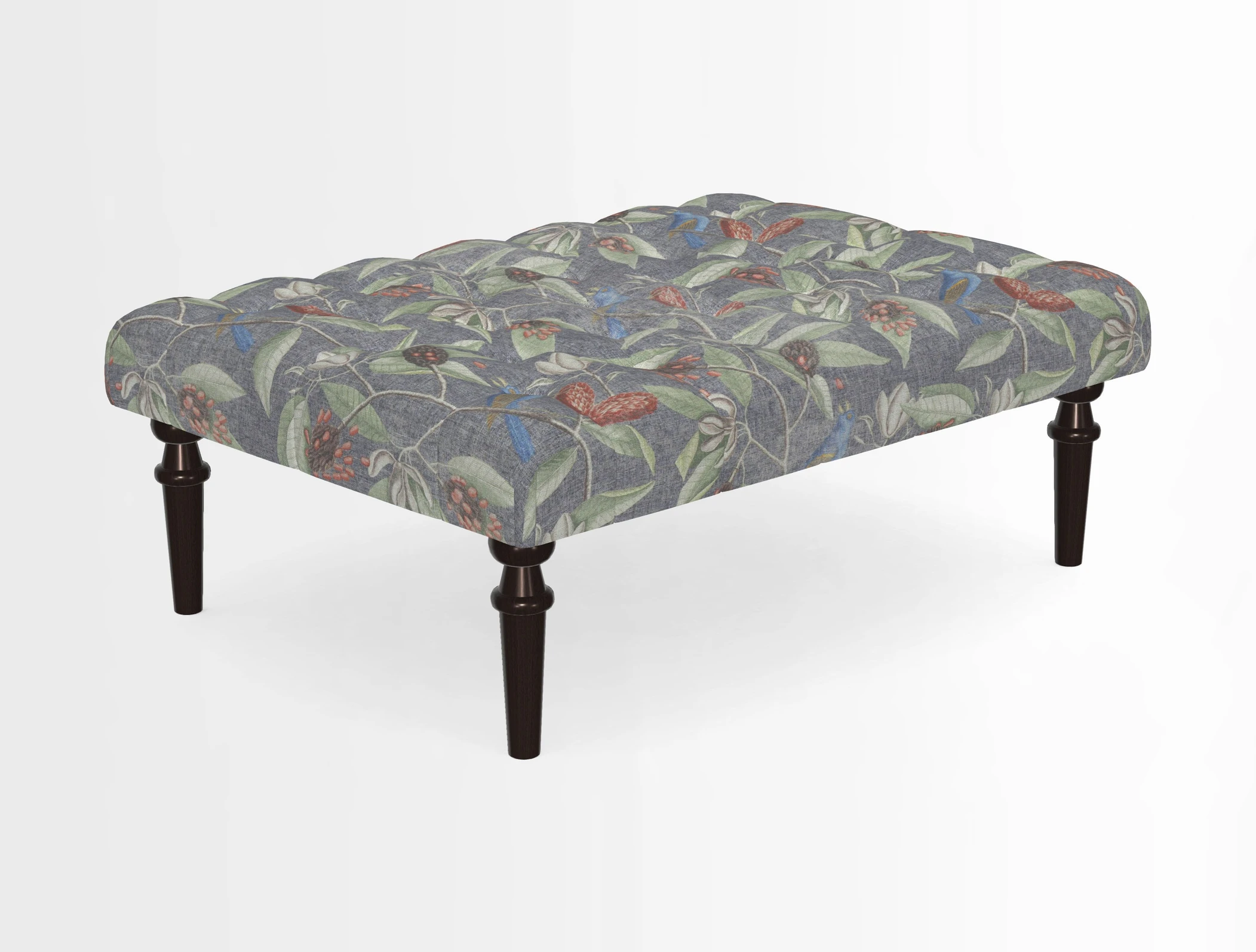 Pentlow Footstool in Mulberry Pompadour Floral Velvet Spice