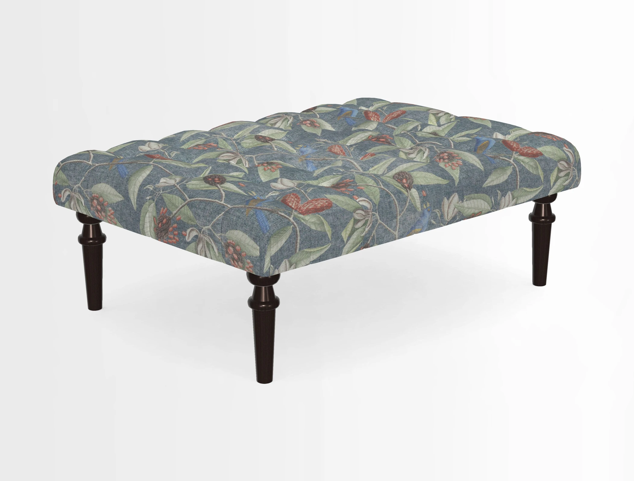 Pentlow Footstool in Mulberry Pompadour Floral Velvet Spice