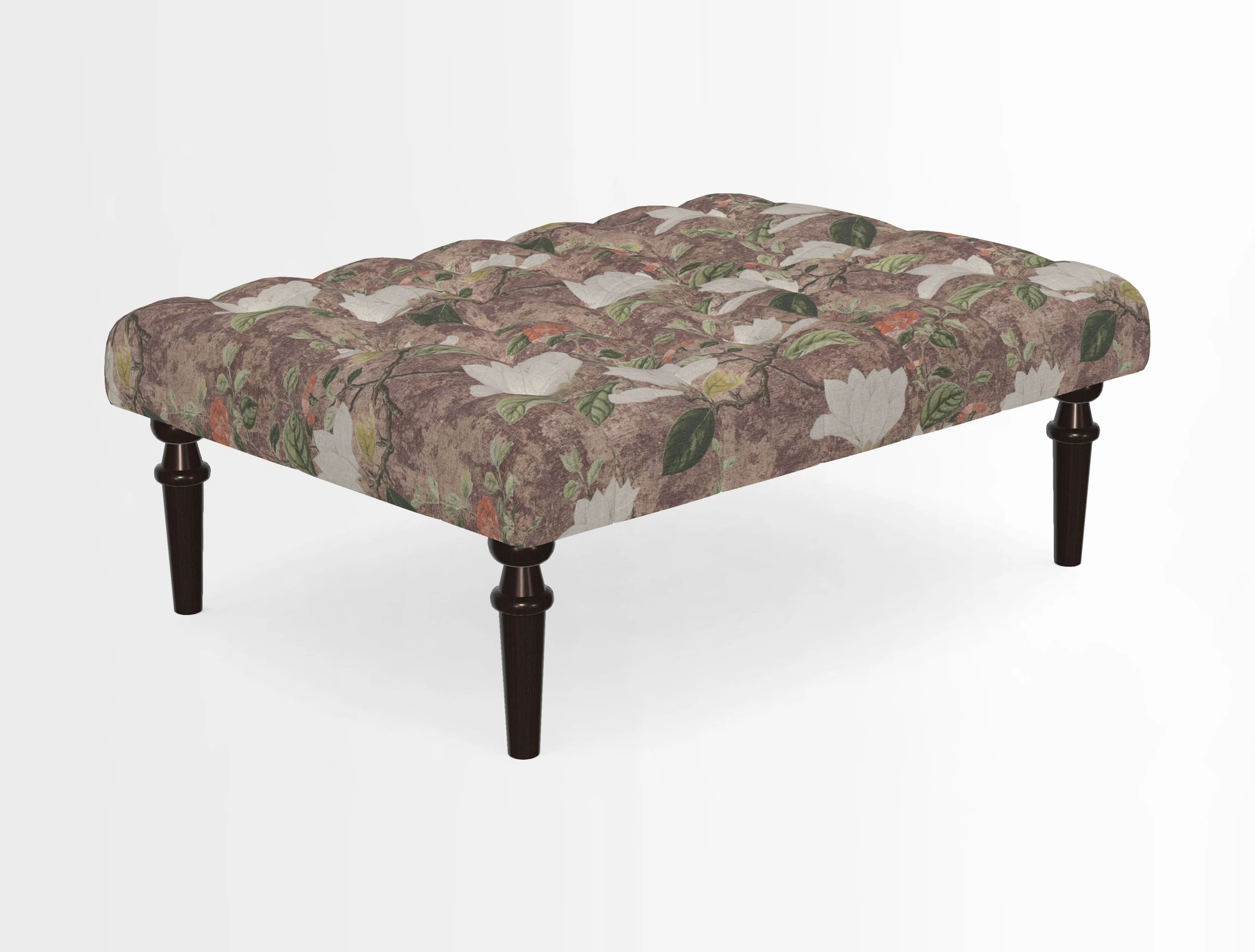 Pentlow Footstool in Mulberry Pompadour Floral Velvet Spice