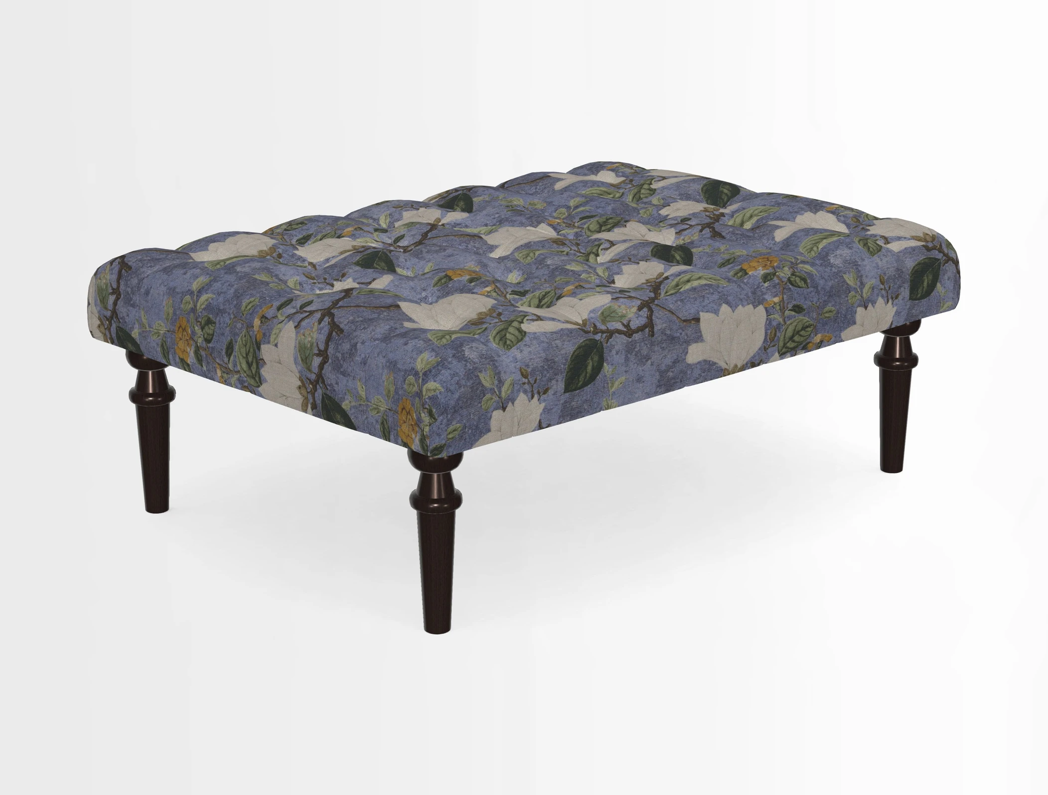 Pentlow Footstool in Mulberry Pompadour Floral Velvet Spice
