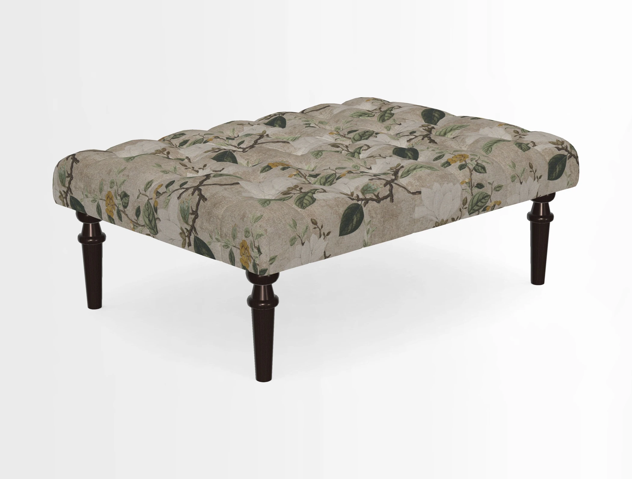 Pentlow Footstool in Mulberry Pompadour Floral Velvet Spice