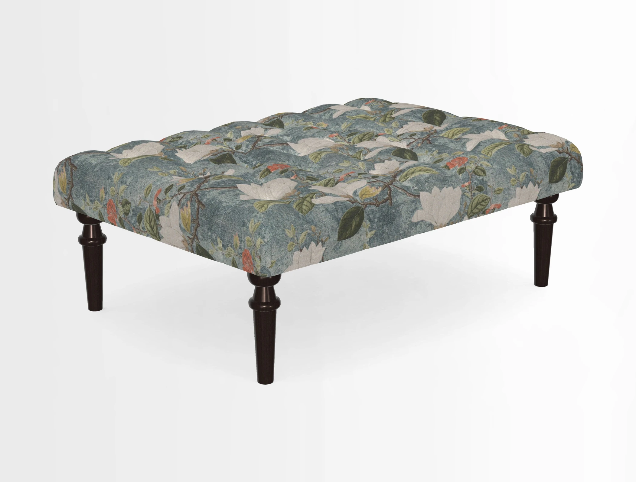 Pentlow Footstool in Mulberry Pompadour Floral Velvet Spice