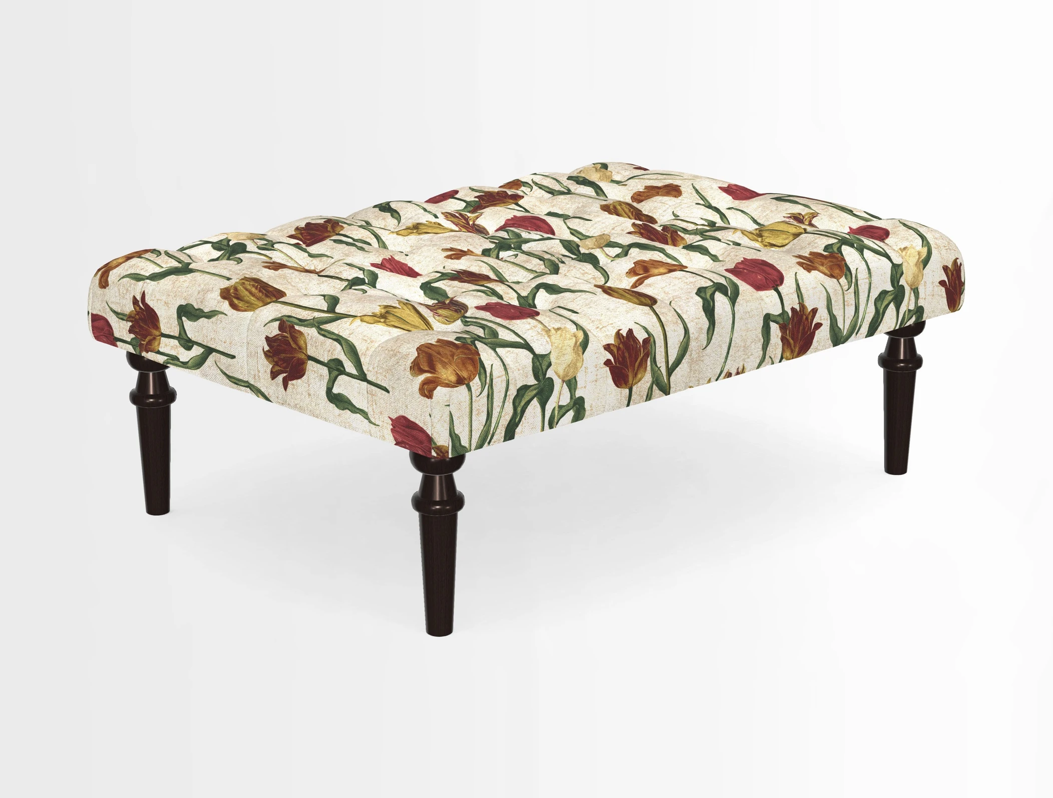 Pentlow Footstool in Mulberry Pompadour Floral Velvet Spice